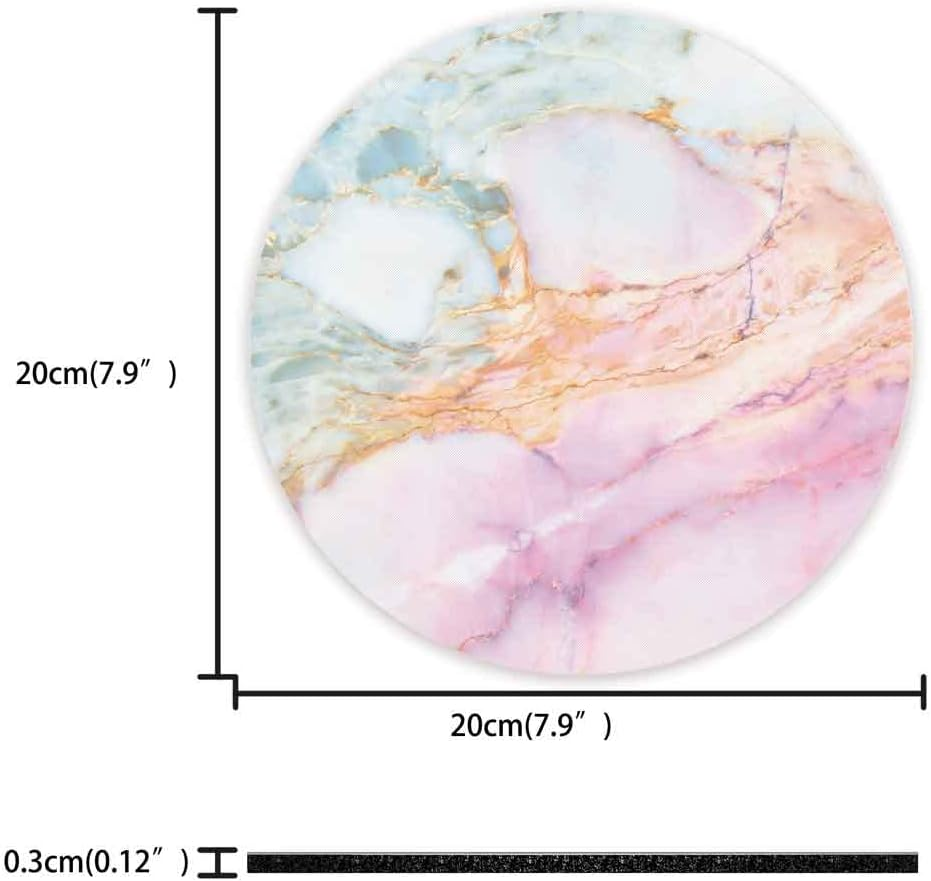 Small Mouse Pad 7.9 X 7.9 Inch, Audimi round Mouse Pad for Laptop Wireless Mouse Home Office Travel, Portable & Washable Cute Marble image number 6