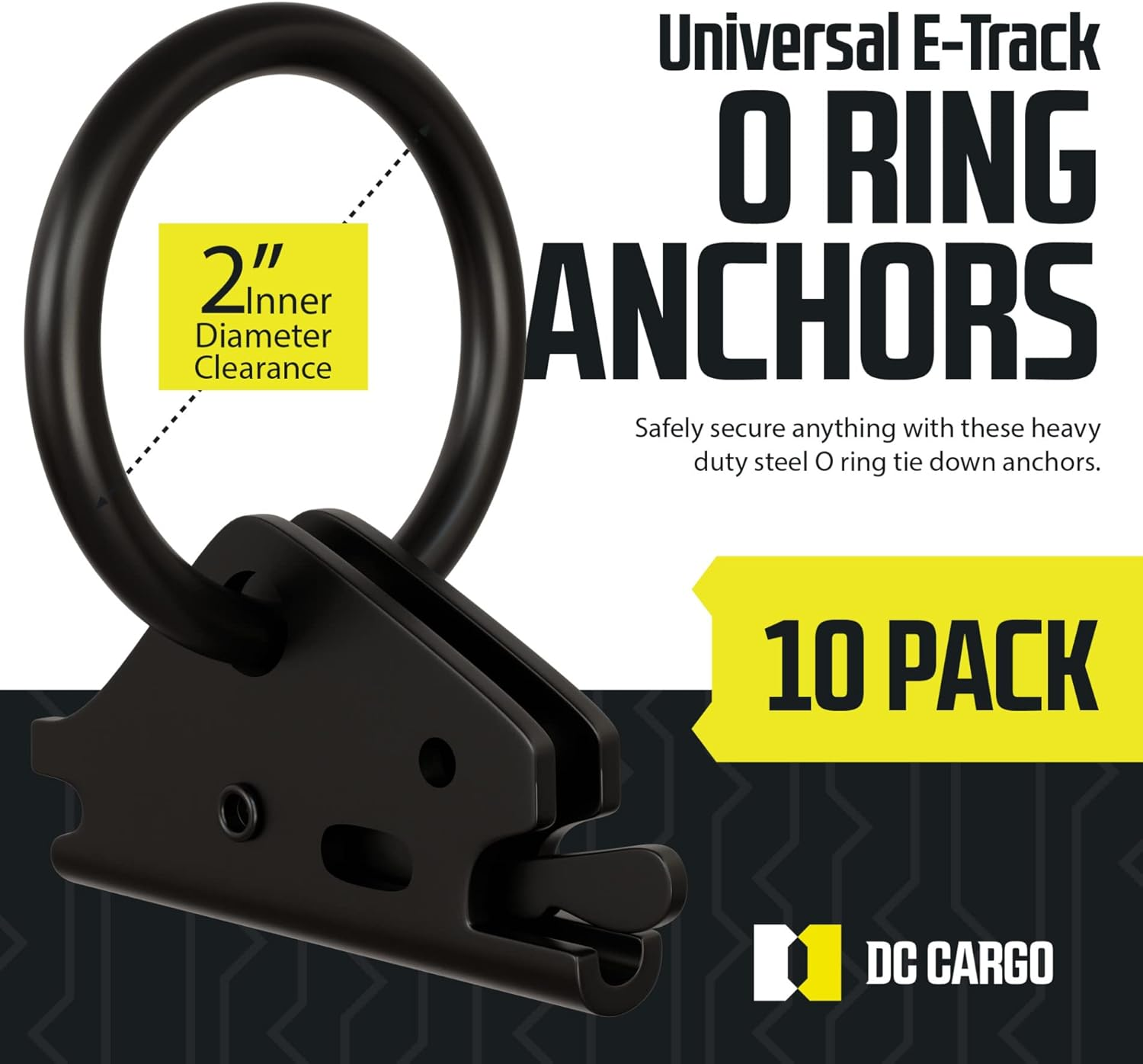 TEN Steel E-Track O Ring Tie-Down Anchors for Cargo Loads in Enclosed/Flatbed Trailer Truck (Etrack Rails Not Included) image number 3