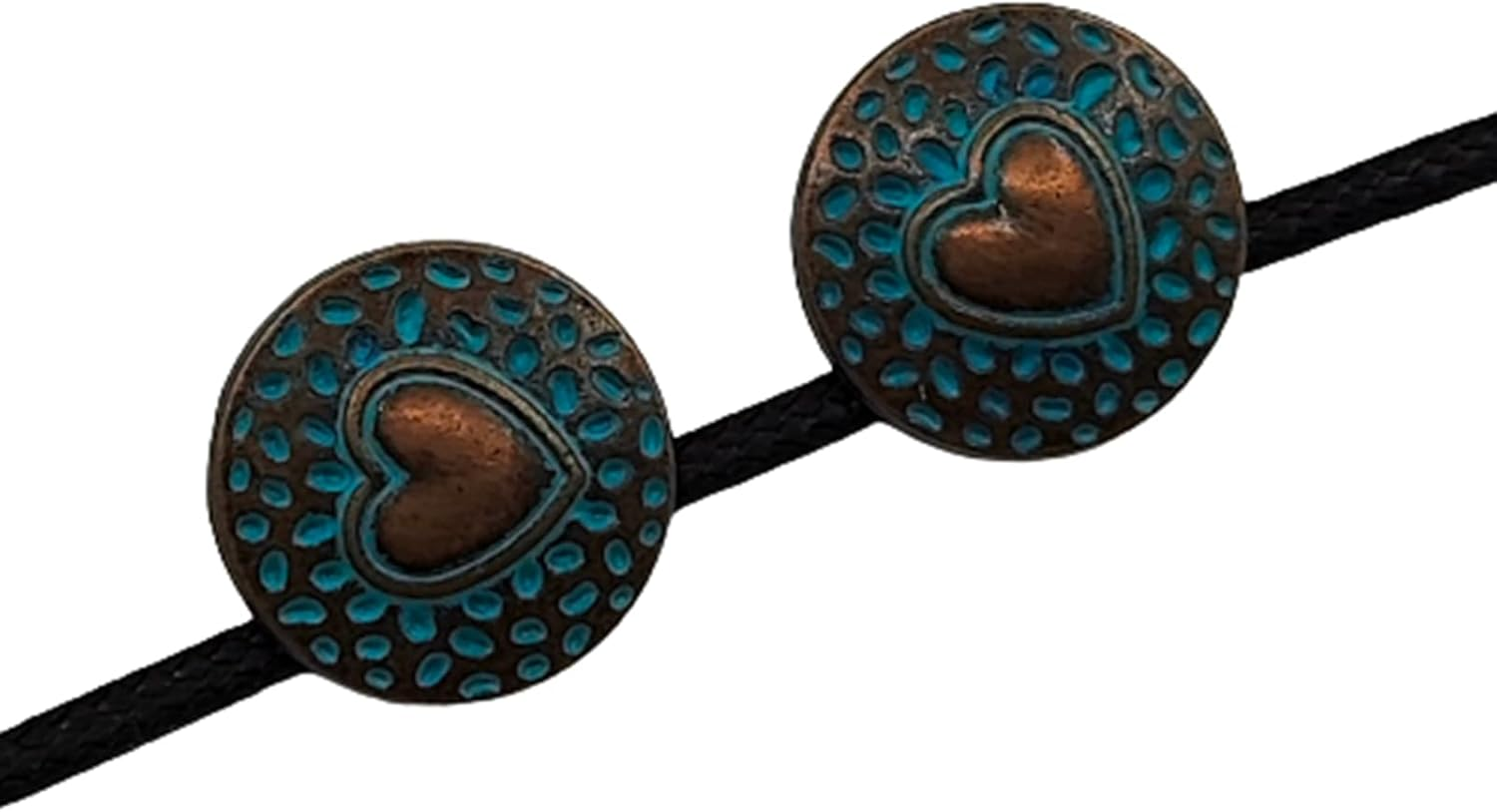15Pcs Antiqued Bronze Metal Shank Buttons - round Antique Copper Painted Blue Heart Pattern for DIY Sewing Scrapbooking 18Mm image number 2