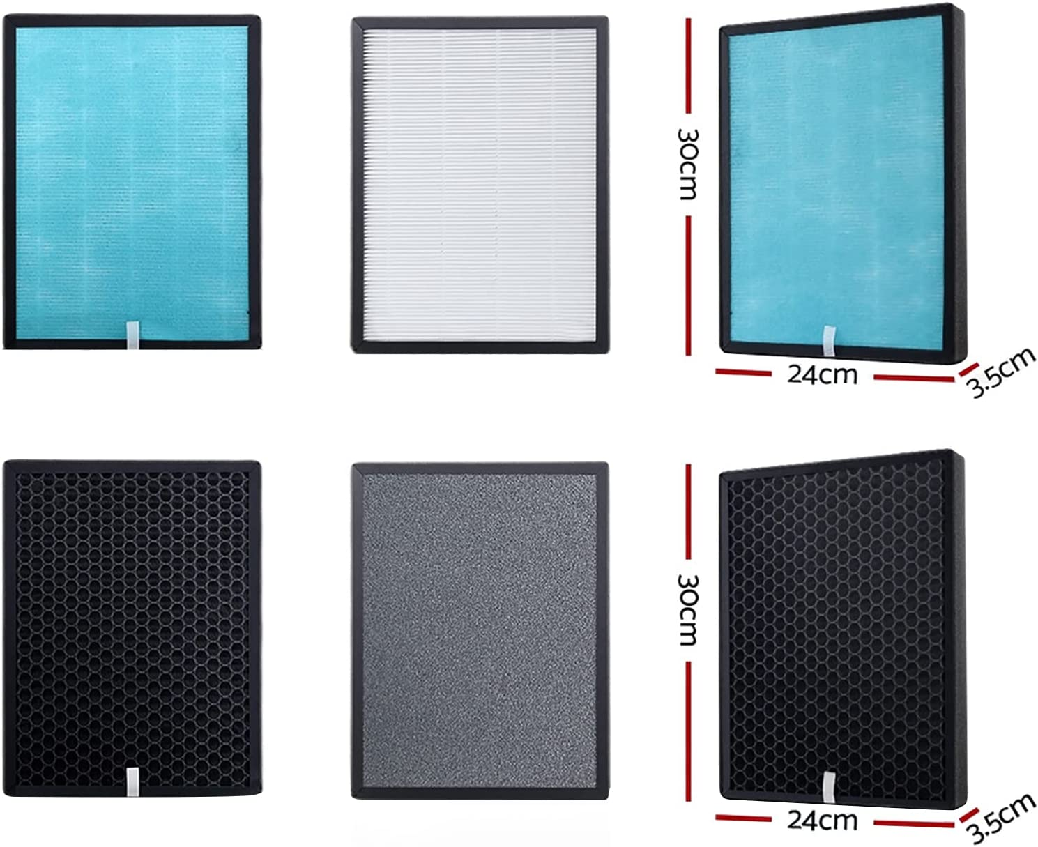 Devanti Air Purifier Replacement, 4 Layer Home Purifiers Hepa Filter Bedroom Freshener Cleaner Carbon Filters Office Kitchen Room Smart Equipment, 24Cm X 3.5Cm X 30Cm Multicoloured image number 1