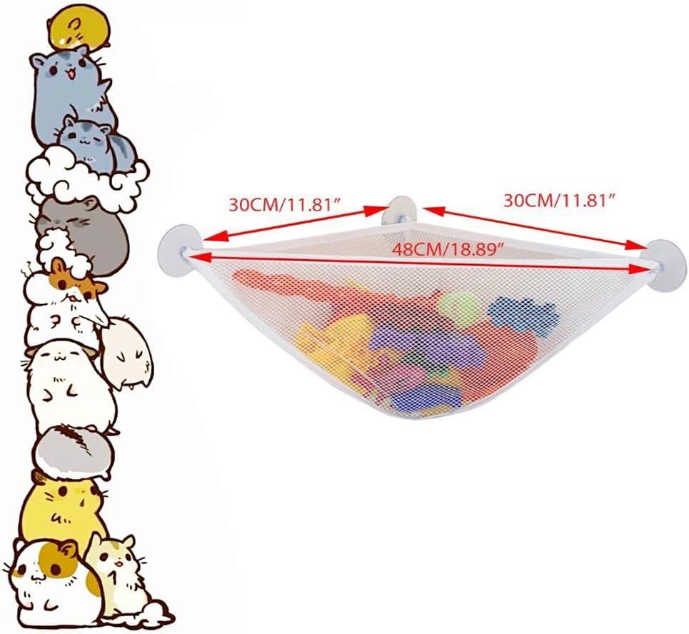2 PCS Bath Toy Organizer Mesh Storage Bag，Creative Triangular Bathtub Mesh Bag， Store Toy Sharp Tools and Easily Hook Them Up image number 2