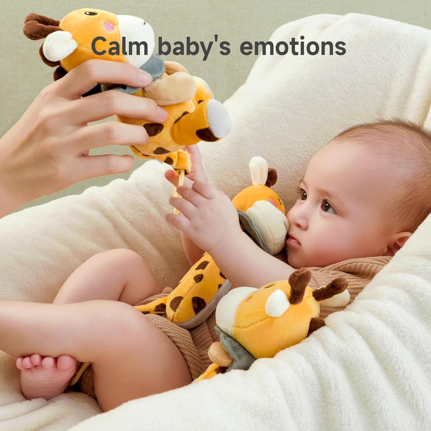 TUMAMA Baby Rattles 0-6 Months, 3Pcs Infant Boy Toys Rattles for Babies 0-6 Months, Super Soft Plush Rattles Sensory Toys for Newborn Gift image number 5