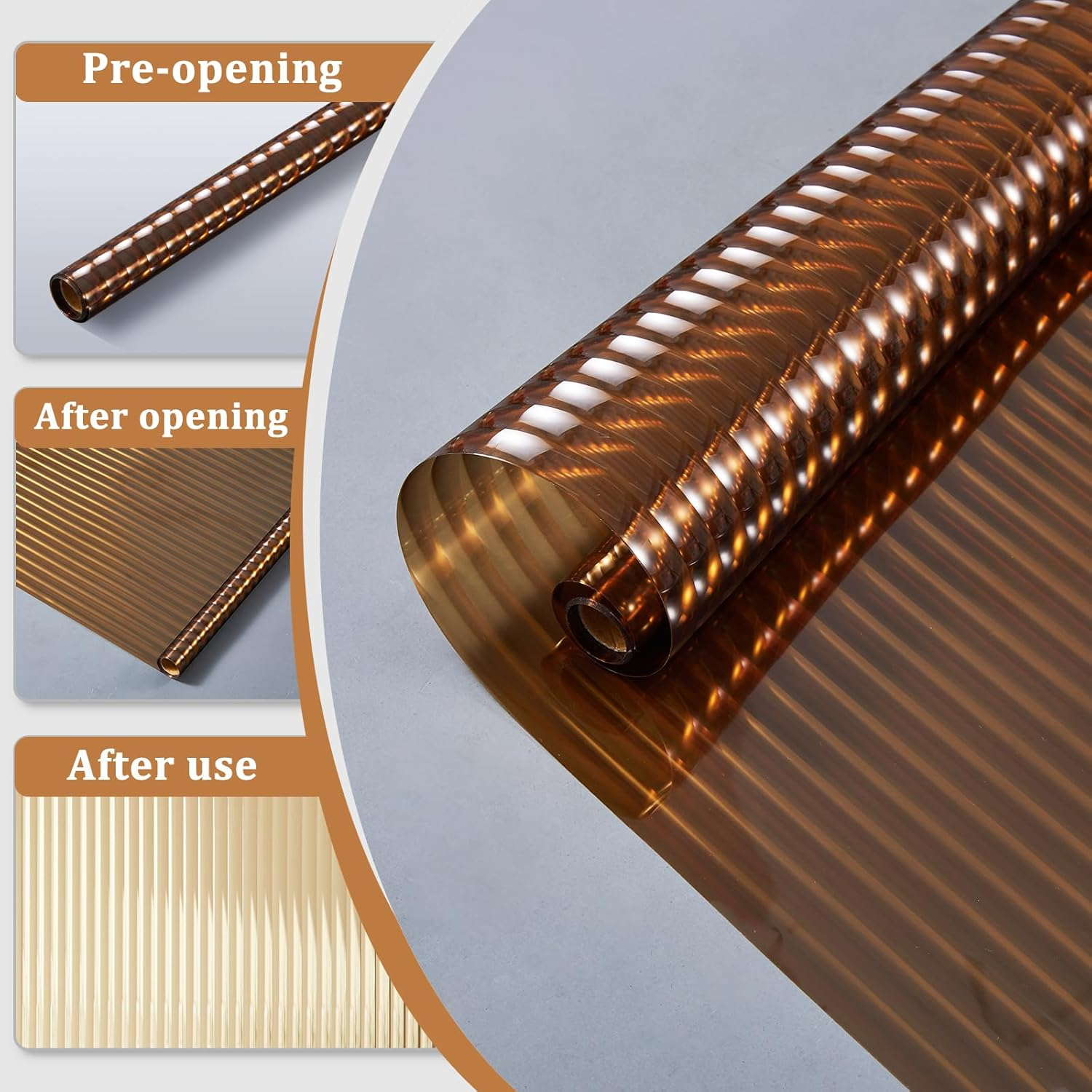 Beautyhero Window Privacy Film, Stained Glass 3D Reeded Frosted Stickers for Bathroom, Adhesive Decorative UV Blocking, 23.6X78.7 In image number 3