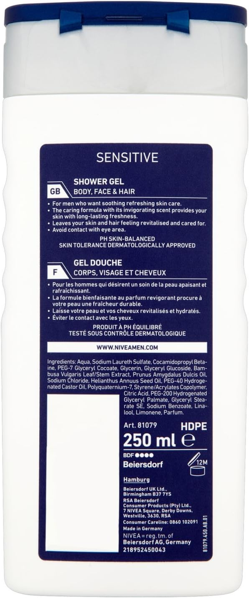 Nivea Men Sensitive Shower Gel 250Ml