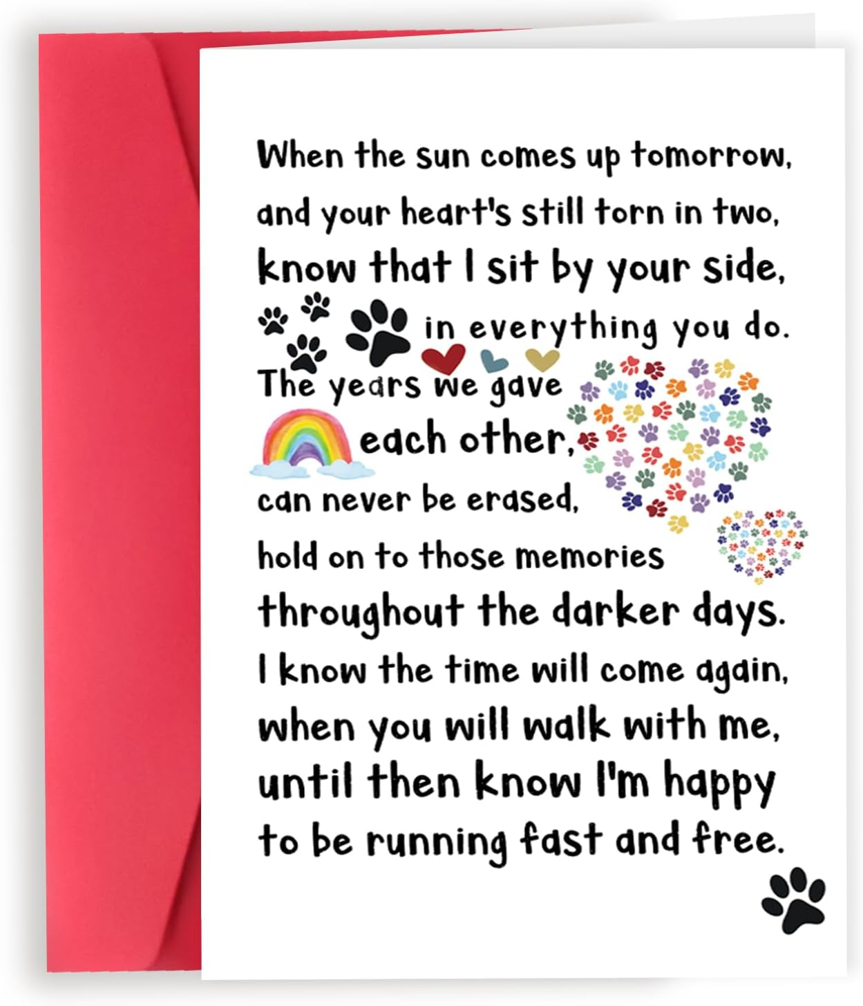 Dog Sympathy Card, Cute Pet Loss Cards, Dog Memorial Sympathy Gifts for Loss of Pet, Condolence Card for Pets Owner Lover, Doggy Bereavement Ideas for Family Friends Husband Wife