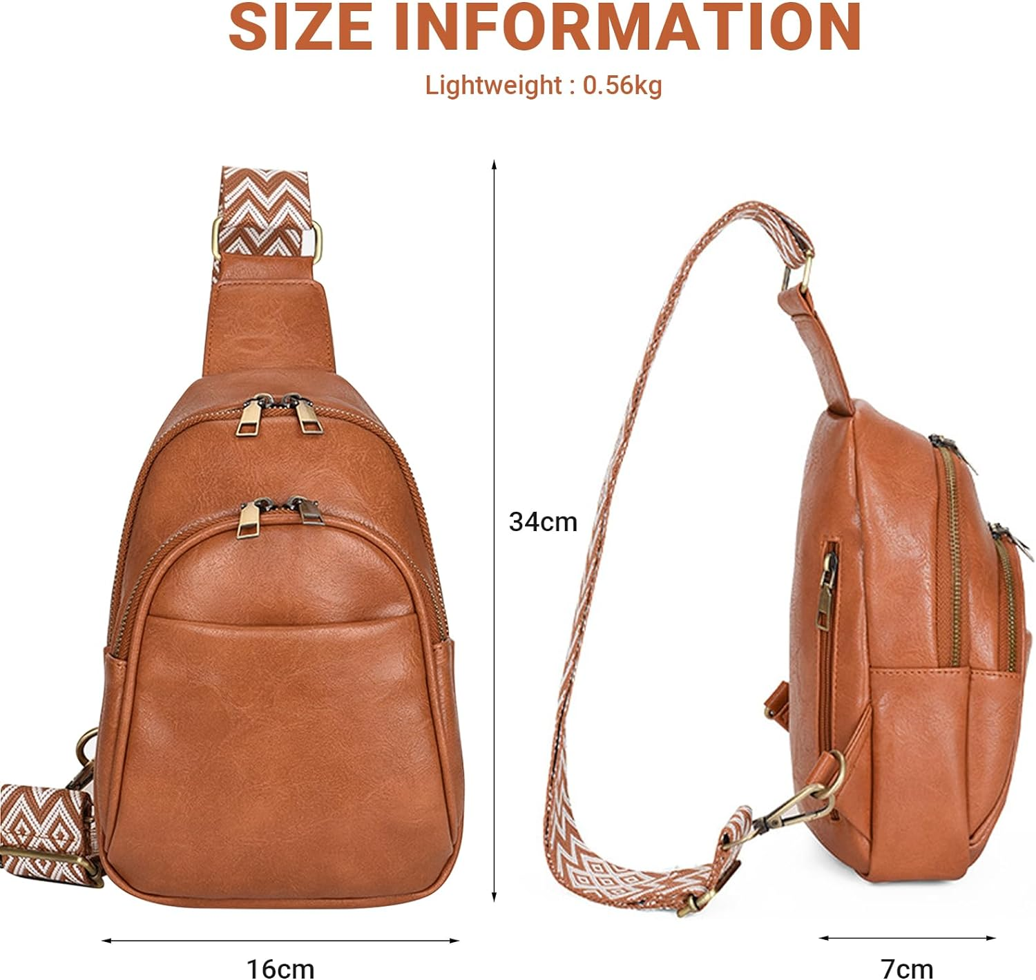LIWEGHT Small Sling Bag for Women PU Leather Crossbody Bag Fanny Packs Purse Chest Bag Shoulder Travel Belt Bag Fashion Waist Packs(Brown) image number 3