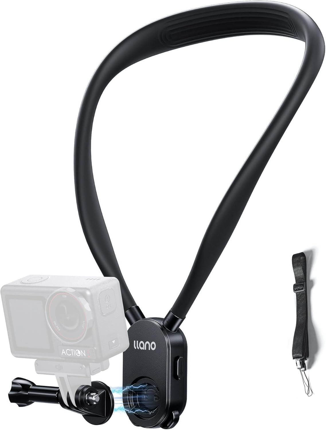 Llano Magnetic Neck Mount with Adjustable Chest Strap for Gopro 13/12/11/10/9, DJI Osmo Action 5/4/3, Insta360 X5/X4/X3/Ace Pro 2, AKASO, Comfortable Air Cushion and Ergonomic Design, POV Vlogging image number 3