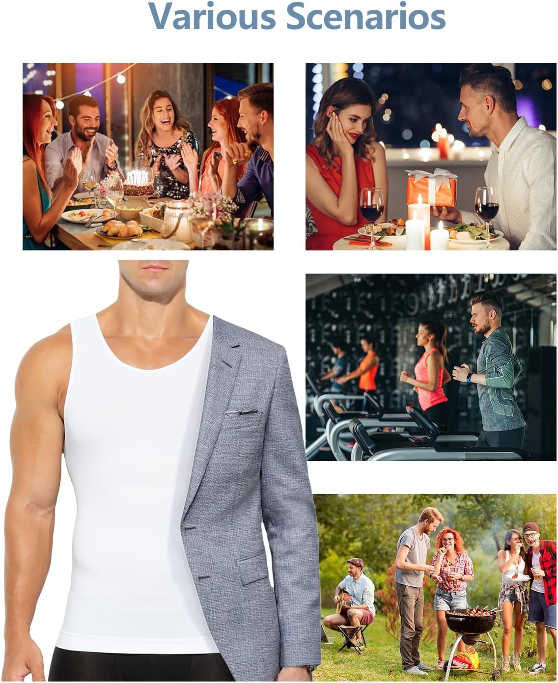 Arjen Kroos Men'S Slimming Body Shaper Vest Compression Tank Top to Hide Gynecomastia Moobs image number 4