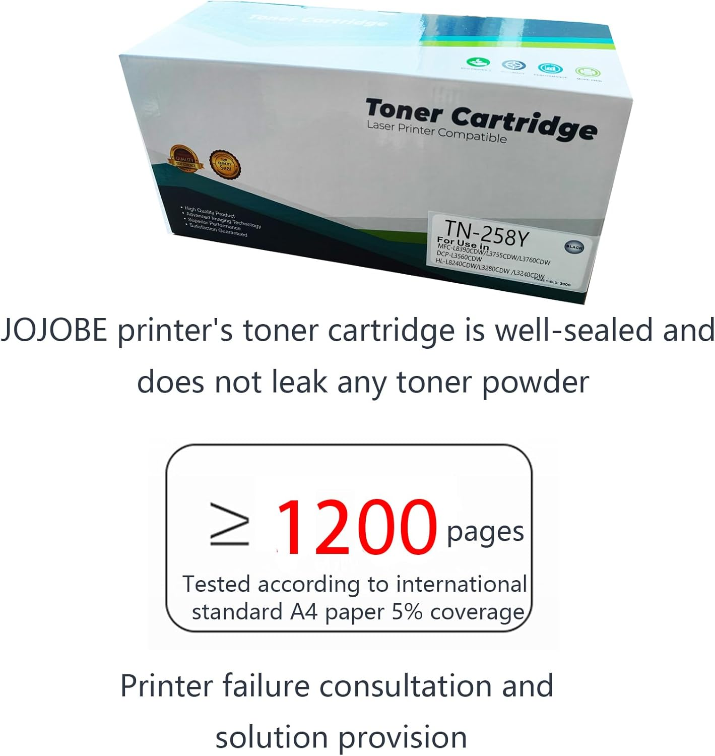 JOJOBE Planet TN-258Y Compatible Toner Cartridge with Brother MFC-L8390CDW L3755CDW L3760CDW L8240CDW HL-L3280CDW L3240CDW DCP-L3520CDW L3560CDW , 1200 Pages per Cartridge Yellow image number 5
