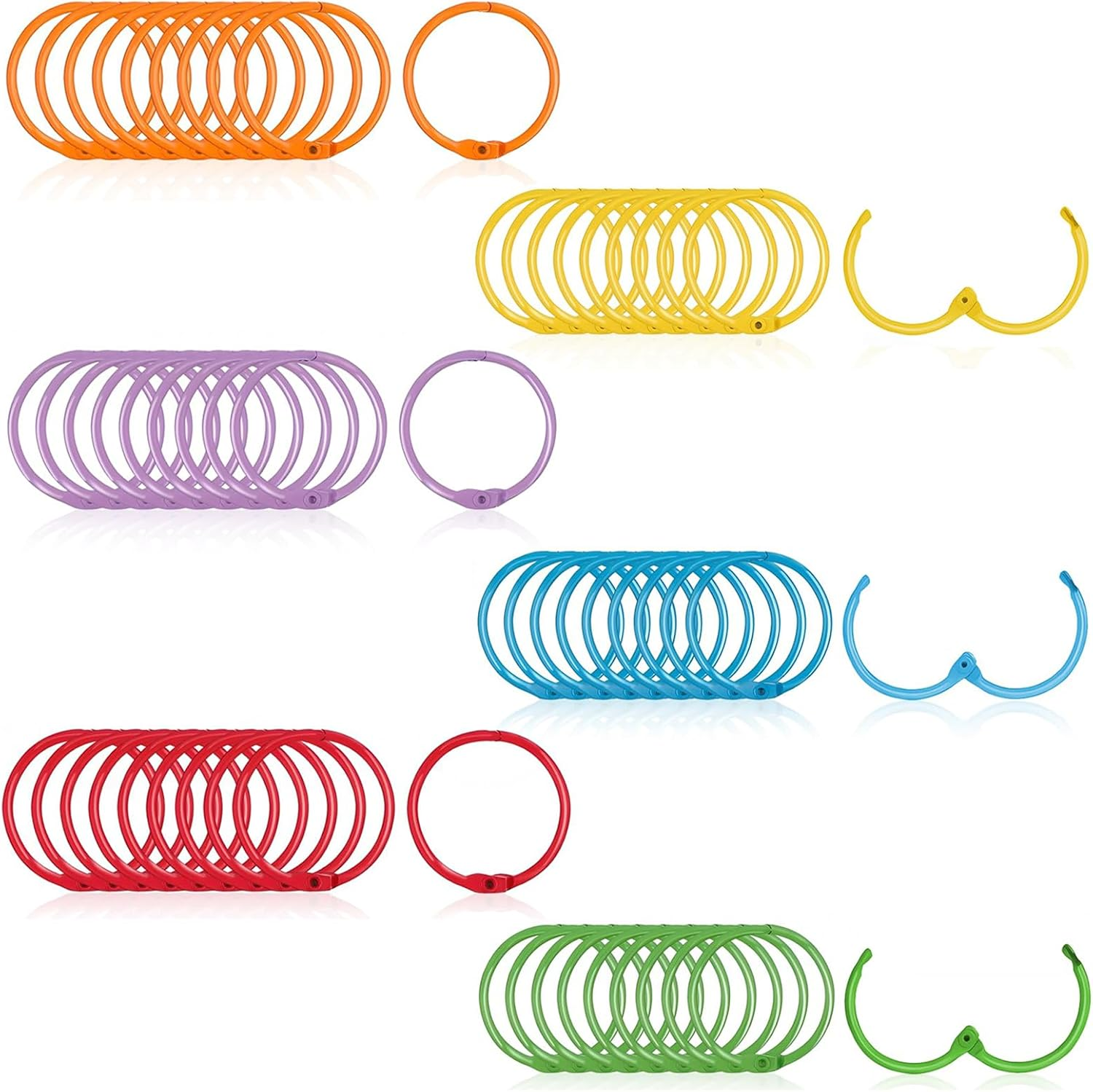 Metallic Loose Leaf Binder Rings,With 1 Clear Organizer Box(1.2 Inch),Flash Card Rings,Clip Rings for Index Cards,Colorful Key Rings,Notebook and Crafts for School, Home,Office image number 2