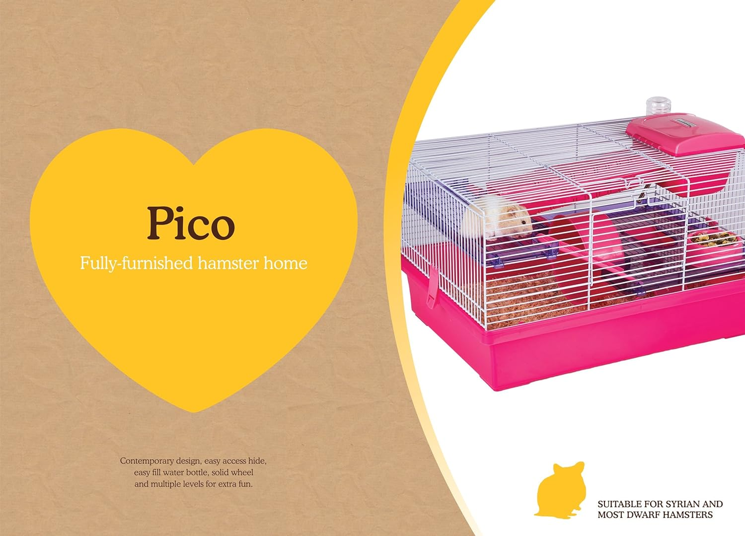 Rosewood Small Animal Pico Hamster Cage, Pink/Silver