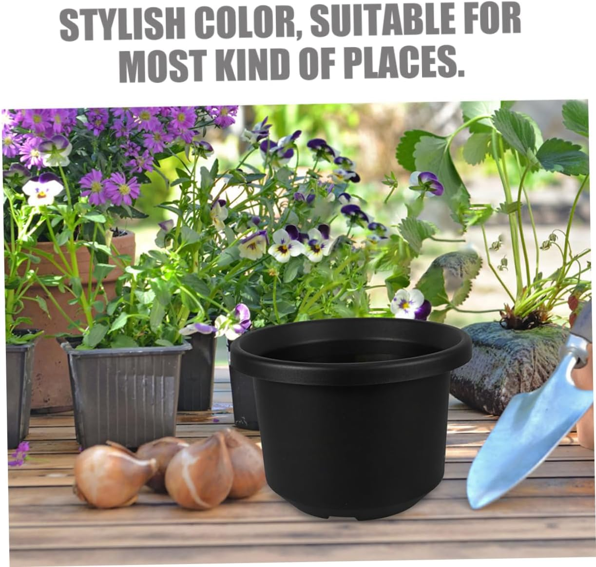 2Pcs Nursery Pot for Plants Outdoor Indoor Grow Pots Large Plastic Planters Drainage Black For image number 1
