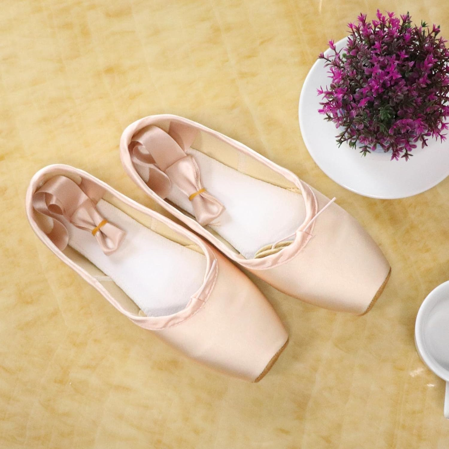 Ballet Pointe Footwear for Women and Girls in Pink with Pre-Attached Ribbons image number 3