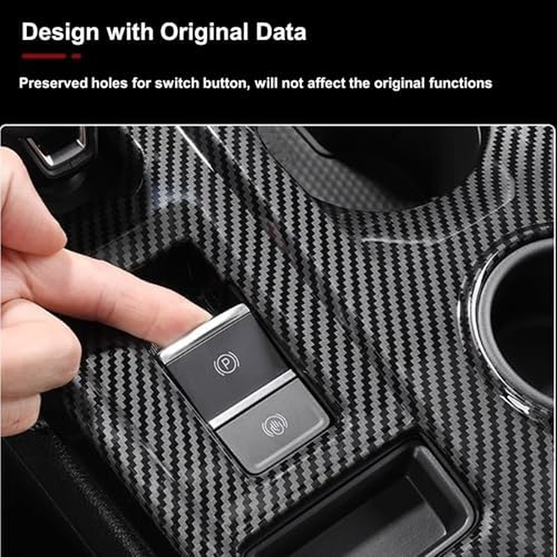 Center Console Gear Shift Panel Cover Trim, Interior Frame Molding Decoration Sticker Protective Cover Car Accessories Compatible with Ford Ranger 2022 2023 2024 Carbon Fiber ABS image number 5