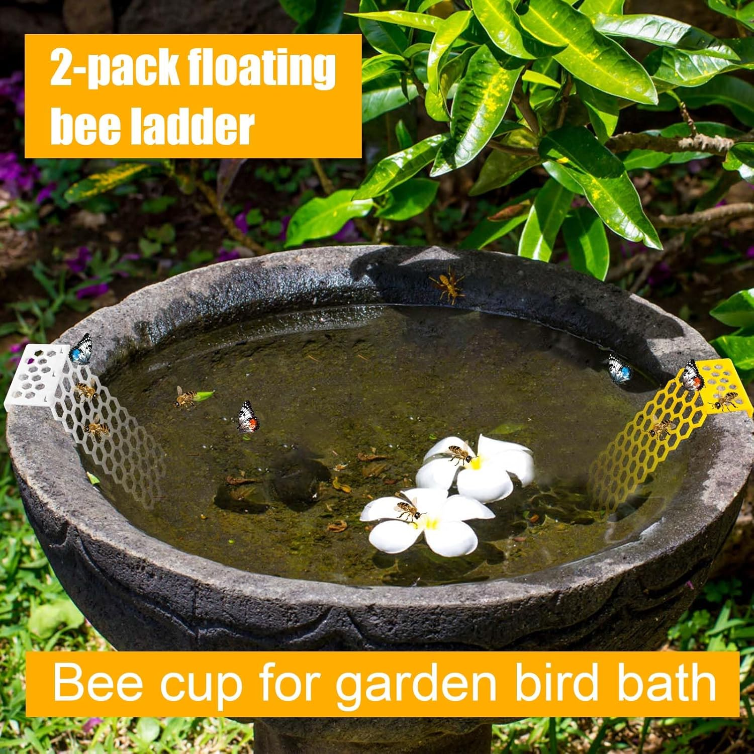 2Pcs Floating Bee Ladder, Plastic Floating Bee Island for Drinking Beehive Shaped Bee Watering Station Butterfly Bee Waterer for Beekeeping Feeding Equipment Bee Bath image number 3