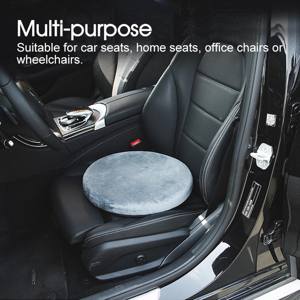 Leona Co 360&deg; Swivel Seat Cushion for Car, Chair & Wheelchair &ndash; Orthopaedic Mobility Aid Pad for Elderly, Injury Recovery & Daily Use &ndash; Non-Slip Base, Soft Memory Foam Comfort, 40Cm Diameter (Grey) image number 2