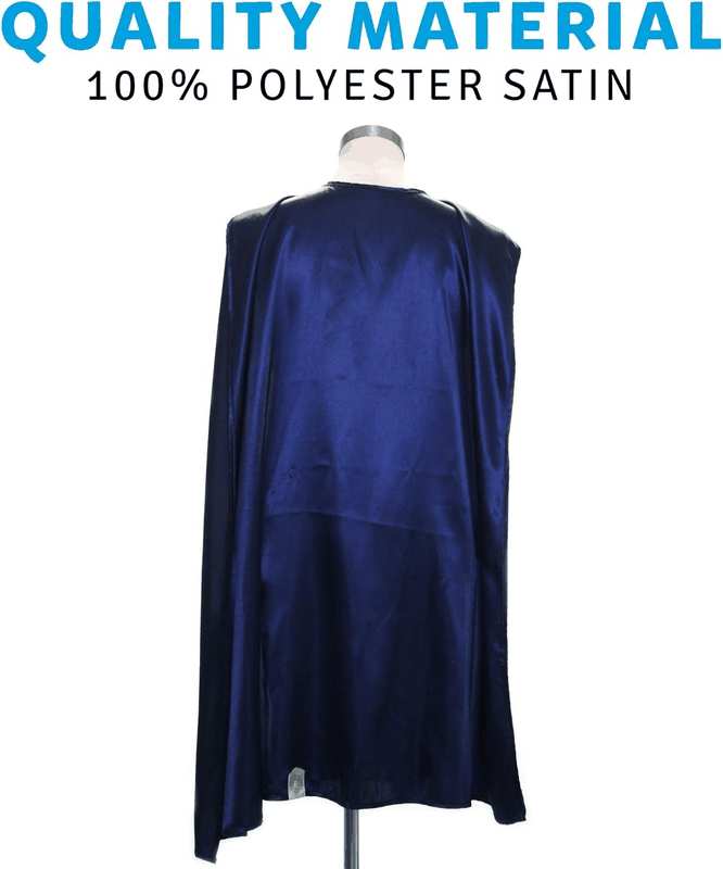 Everfan Men'S Polyester Satin Superhero Cape (38" LX48 W, Navy Blue) image number 3