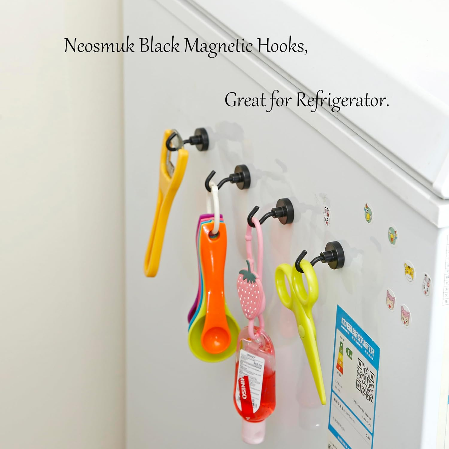 Neosmuk Black Magnetic Hooks,Heavy Duty Earth Magnets with Hook for Refrigerator, Extra Strong Cruise Hook for Hanging, Magnetic Hanger for Cabins, Grill (Matte Black, 6 Pack) image number 4