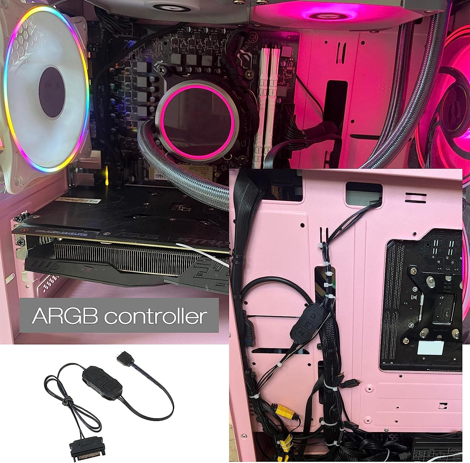 Ecsing ARGB Controller 5V 3 Pin SATA Power Supply Light Stripe Controller Cable for Chassis Fan Tube Lamp Plate Cooling Heat Sink Cooling Radiator image number 6