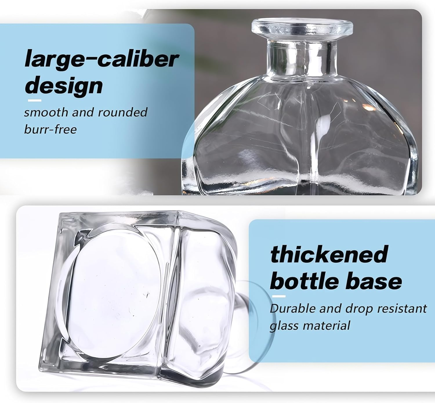 Square Glass Diffuser Bottles 3.4 High 150Ml 5 Fl Oz Fragrance Accessories Use for DIY Replacement Reed Diffuser Sets with Essential Oils Reed Sticks image number 3