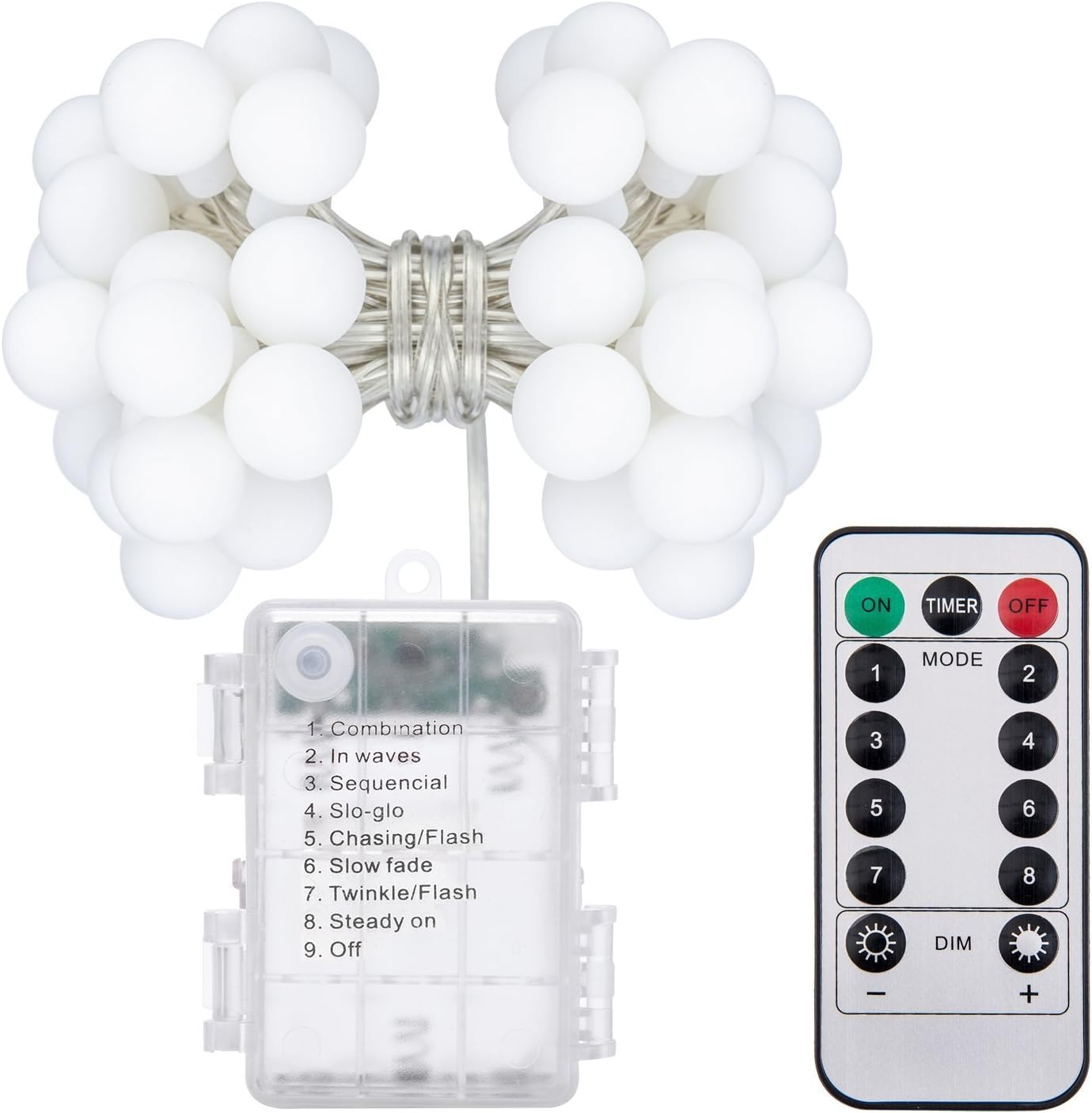 Bluefire Globe String Lights, 50 LED Globe Fairy Lights for Bedroom, 8 Mode Fairy String Lights Battery Operated for Wedding Party Birthday Christmas Gardens Decoration(Multicolor) - Multicolor(50 Led) image number 6