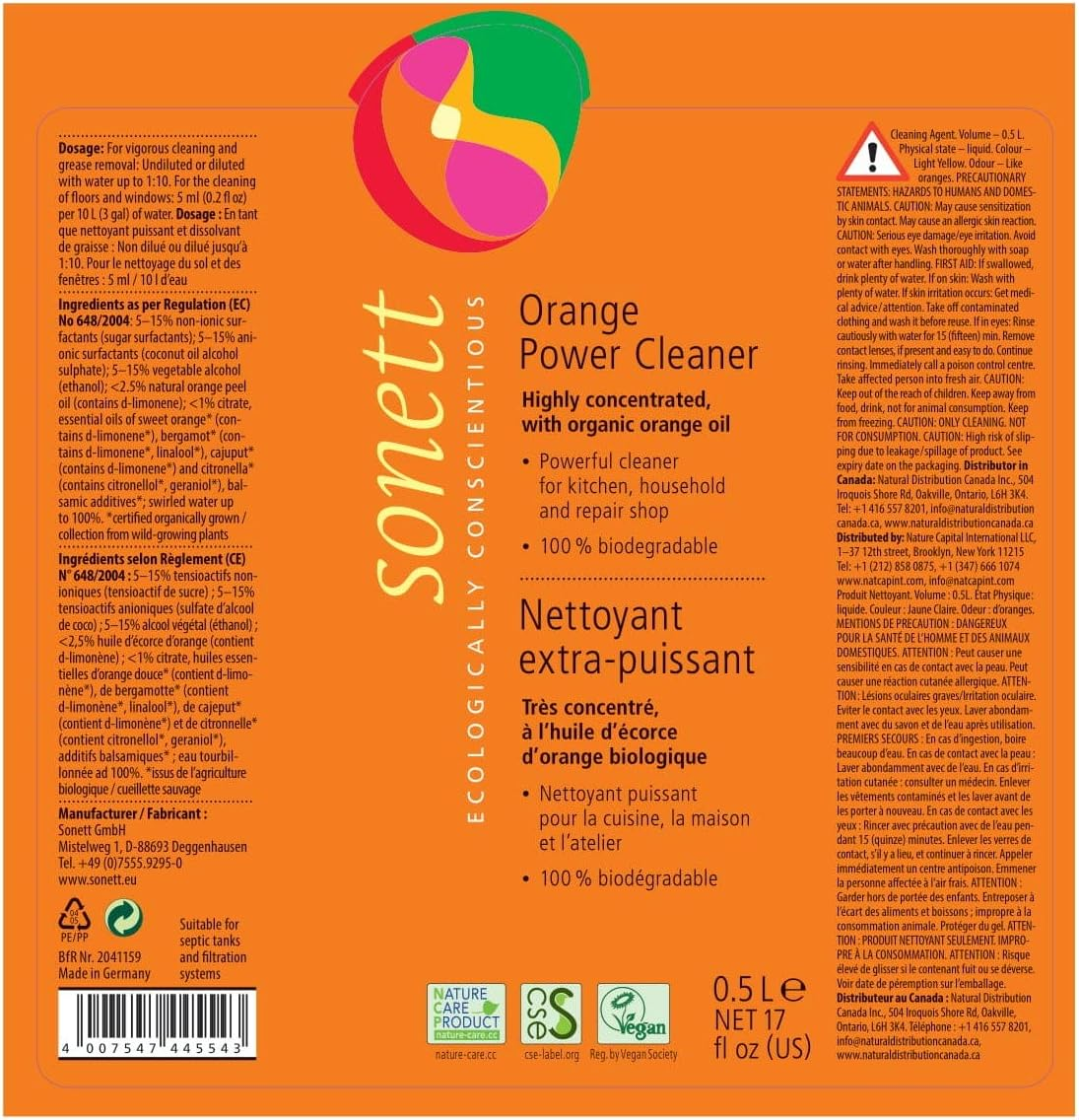 Sonett Orange Power Cleaner, 500 Milliliters image number 1