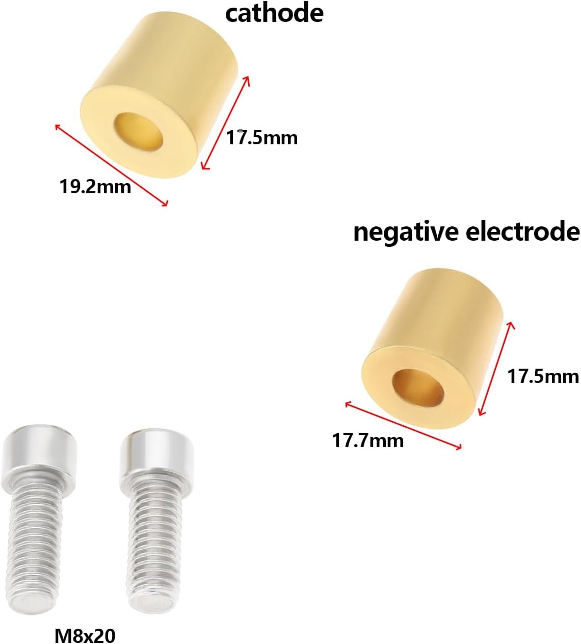 Emsea 1 Pair M8 Brass Battery Pole Adapter M8 Battery Terminal Connector Brass Positive or Negative Battery Cable Clamps for Lithium Car Batteries image number 3