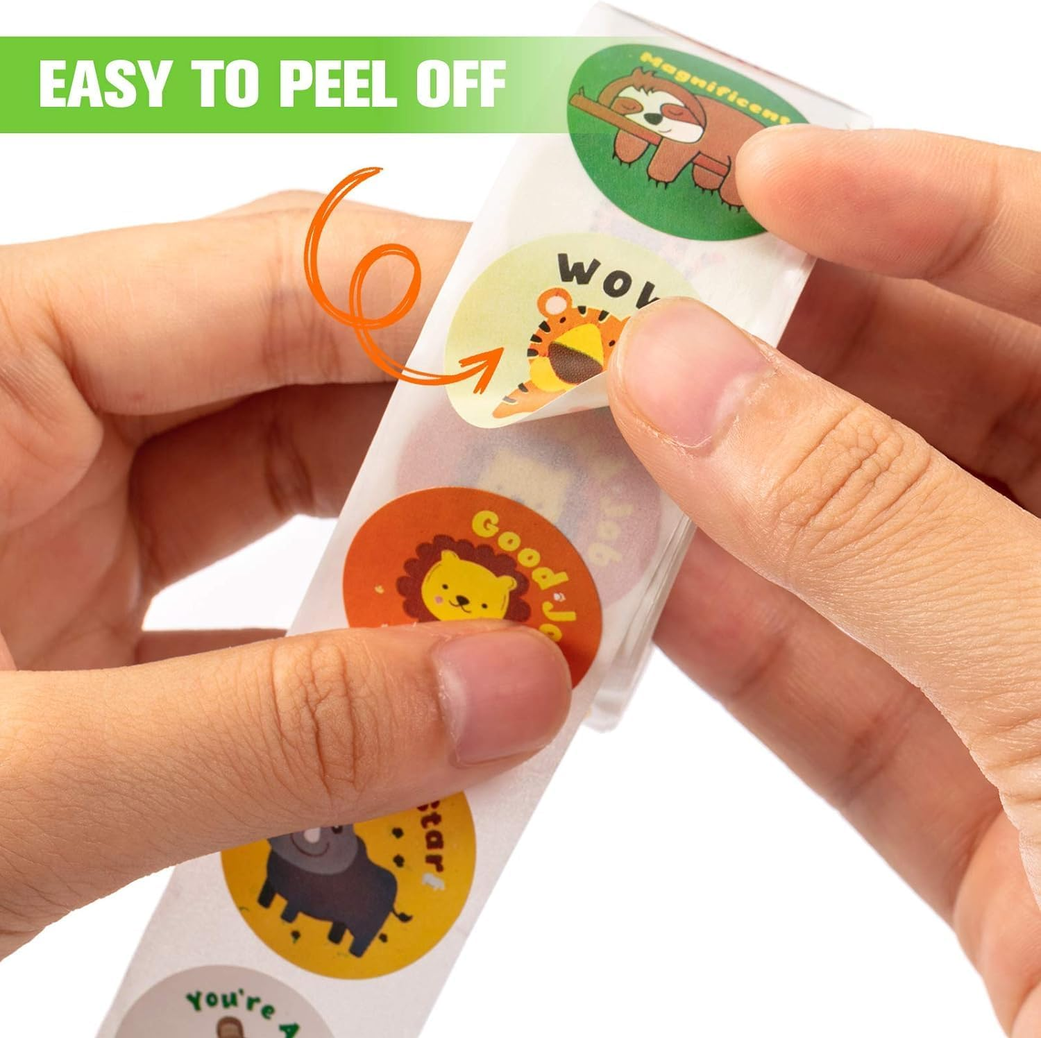 2500 Teacher Bonus Stickers for Children'S School - Animal Cartoon Paper Stickers 1 Inch - 5 Rolls 40 Labels image number 1