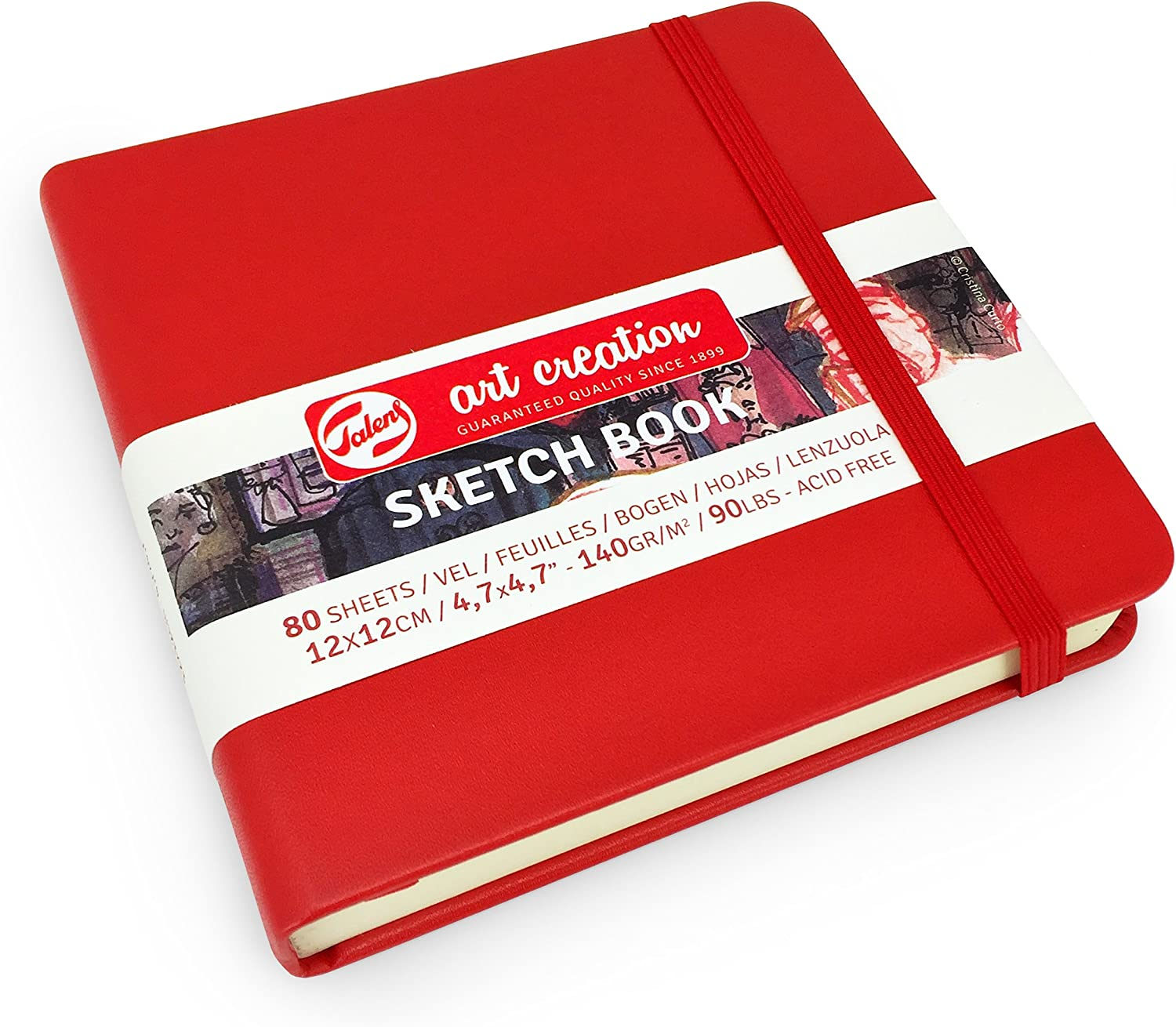 Royal Talens &ndash; Art Creation Hardback Sketchbook &ndash; 80 Sheets &ndash; 140Gsm &ndash; 12 X 12Cm &ndash; Red Cover image number 2
