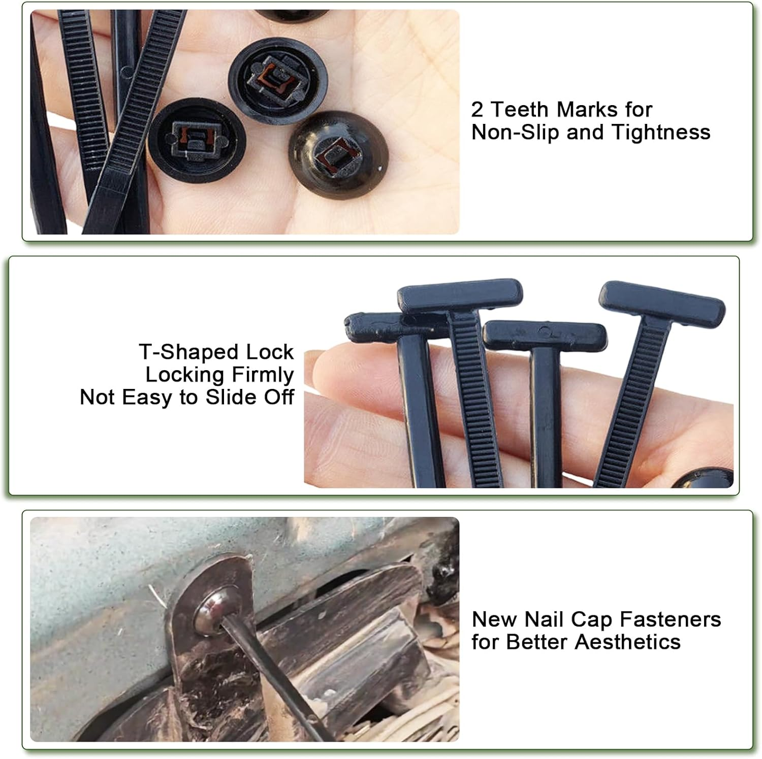 100PCS Nylon Universal Cable Tie Buckle, Zip Ties Heavy Duty with Pin & Button Design, Car Daily Repair, Applicable Toengine Lower Guard Plates, Fender Linings, Fenders, Trunkclips (100) - 50 image number 3