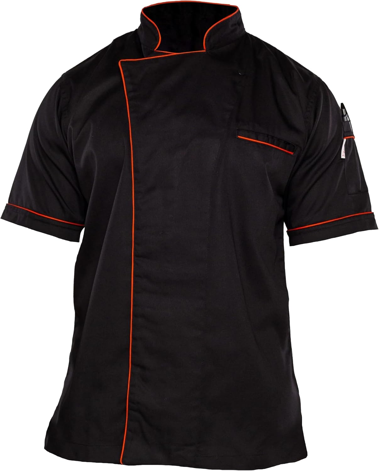 Ace Chef Apparels Stylish Gazi Chef Jacket with Coolvent, Black with Orange Trim, X-Small image number 4