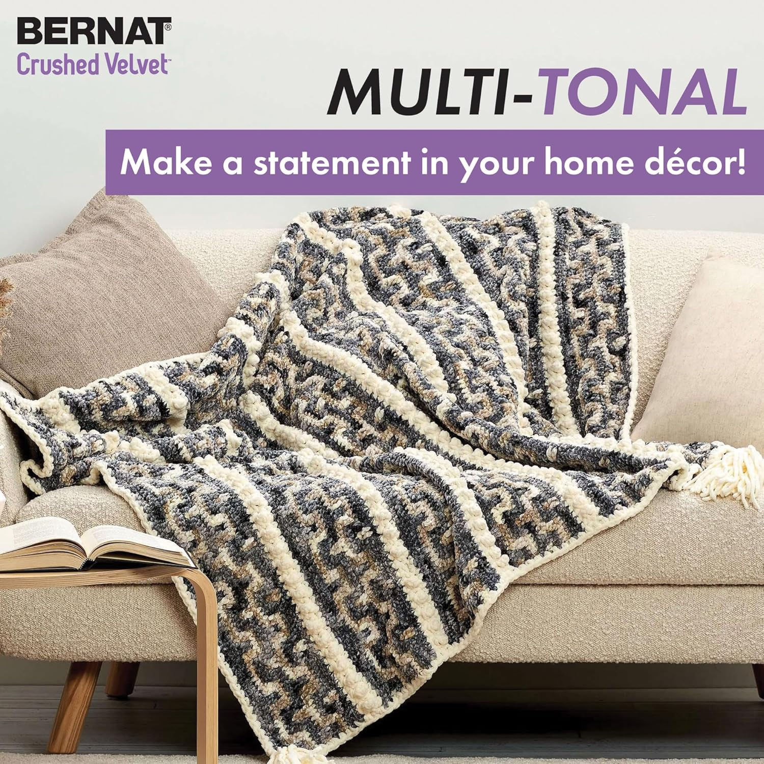 Bernat Crushed Velvet Navy Yarn - 2 Pack of 300G/10.5Oz - Polyester - 5 Bulky - 315 Yards - Knitting/Crochet image number 6