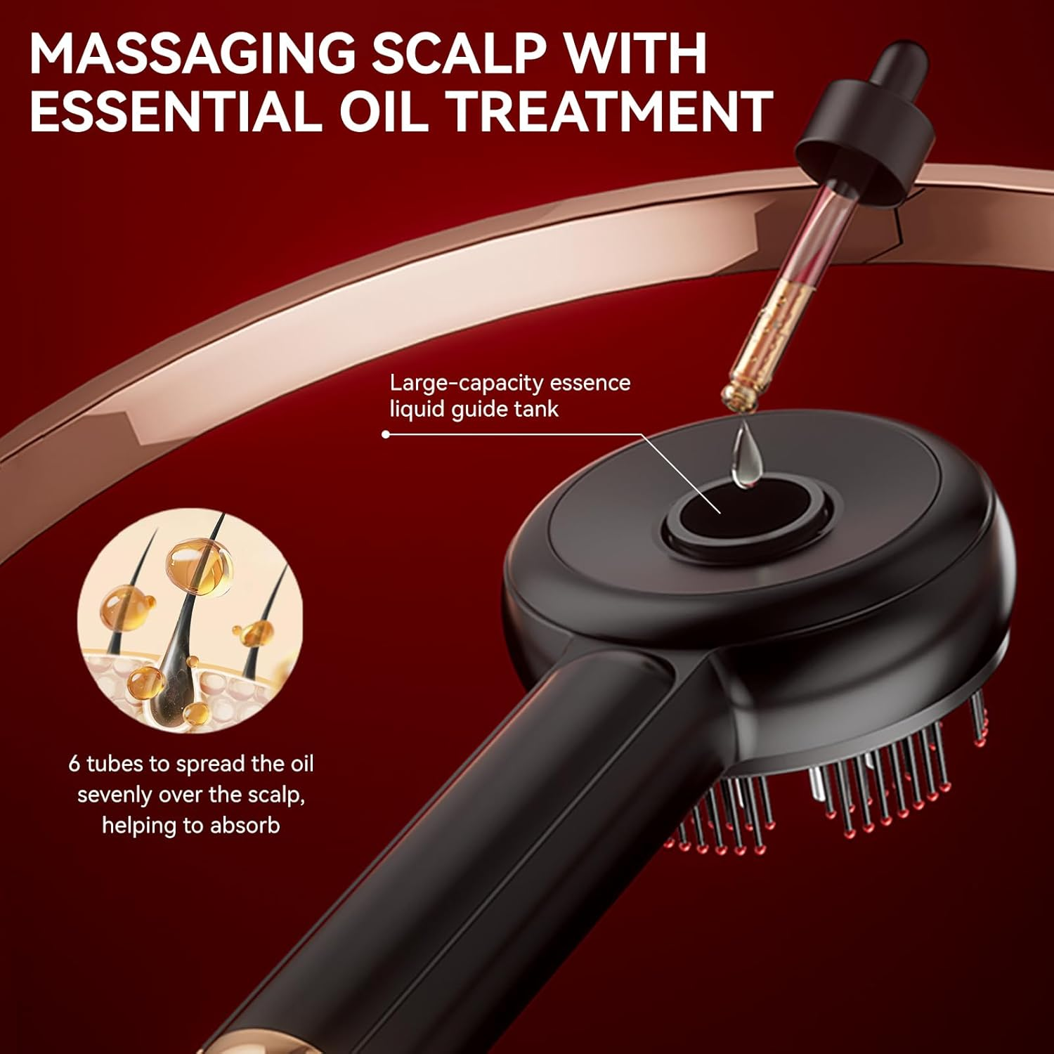 Cordless Electric Scalp Massager with Red Light & Hair Oil Applicator, Waterproof, Scalp Massager Brush Multi-Functional Shiatsu Hair Brush for Scalp, Hair, Head, Muscle Relax image number 1