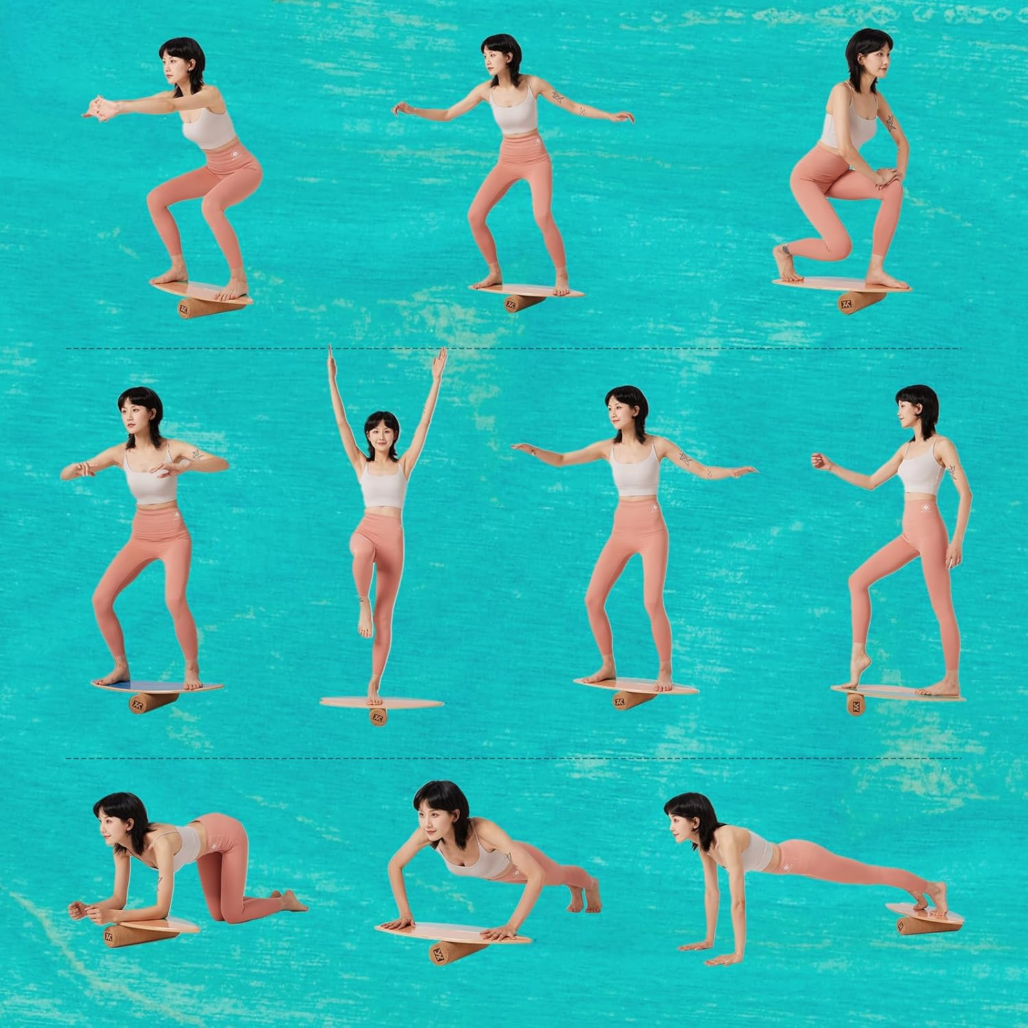 XCMAN Surf Balance Board Trainer with Roller Wooden Exercise Balancing Stability Trainer - Non Slip Surface for Adults Kids|Balance Board for Surfing,Snowboarding,Skateboarding,Hockey,Yoga Training - Boat Bown image number 5