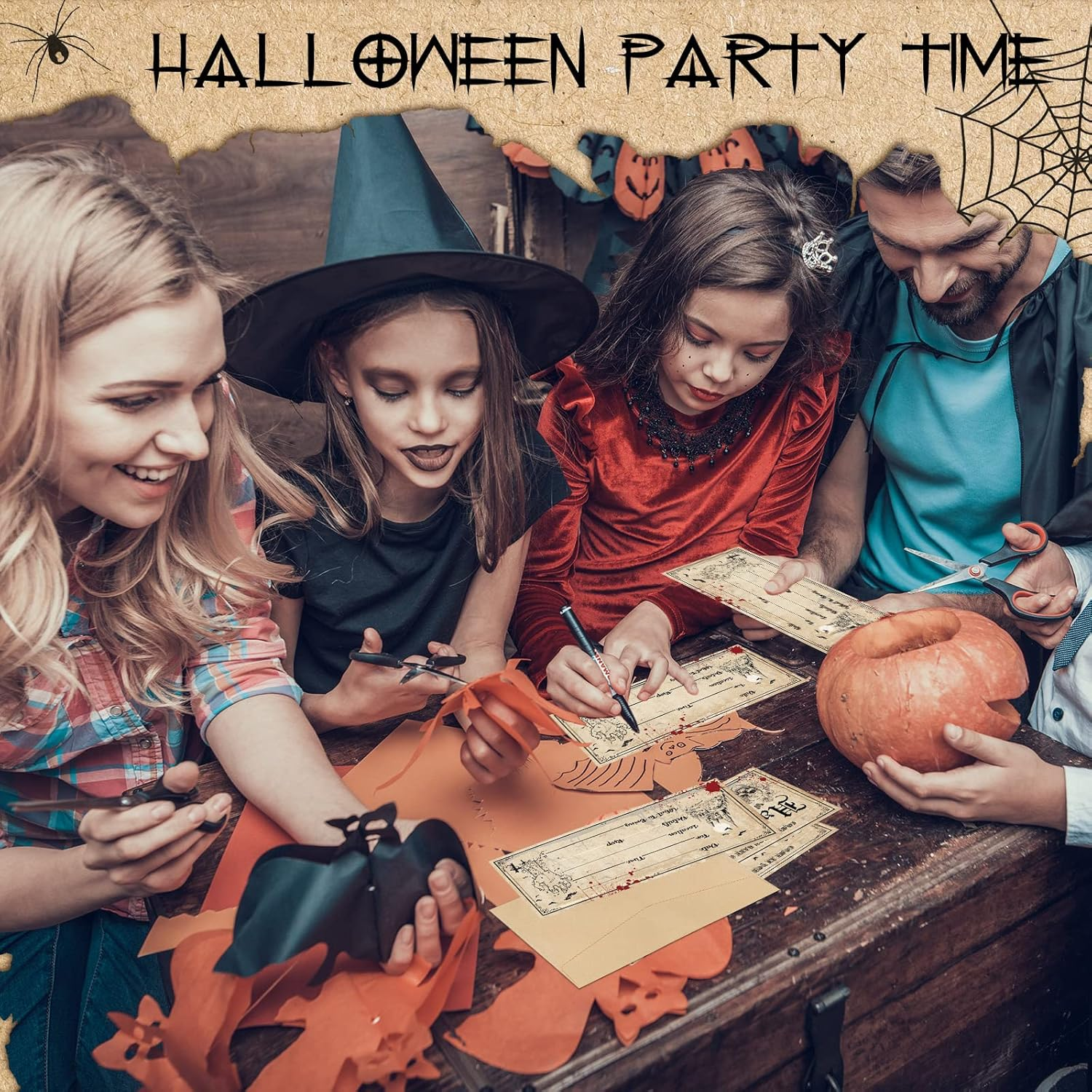 60 Pcs Halloween Party Invitations with Envelopes Ticket Scary Halloween Party Invitations Halloween Baby Shower Invitations Horror Birthday Invitations Party Invitation Cards (Pumpkin Style) image number 3