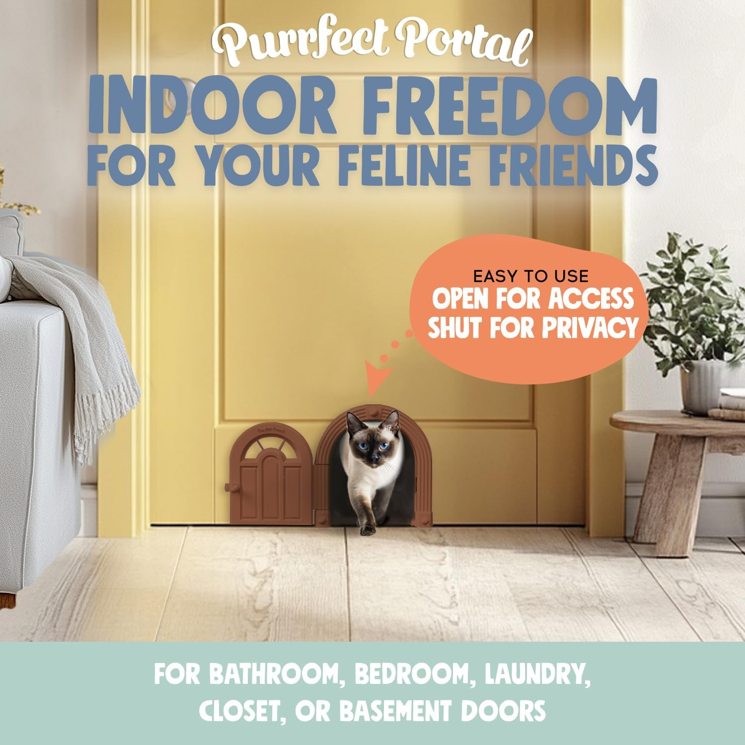 Easy Install Cat Flap - DIY Setup, No Training Needed, Suitable for Cats up to 20 Lbs - Secured Installation in Minutes