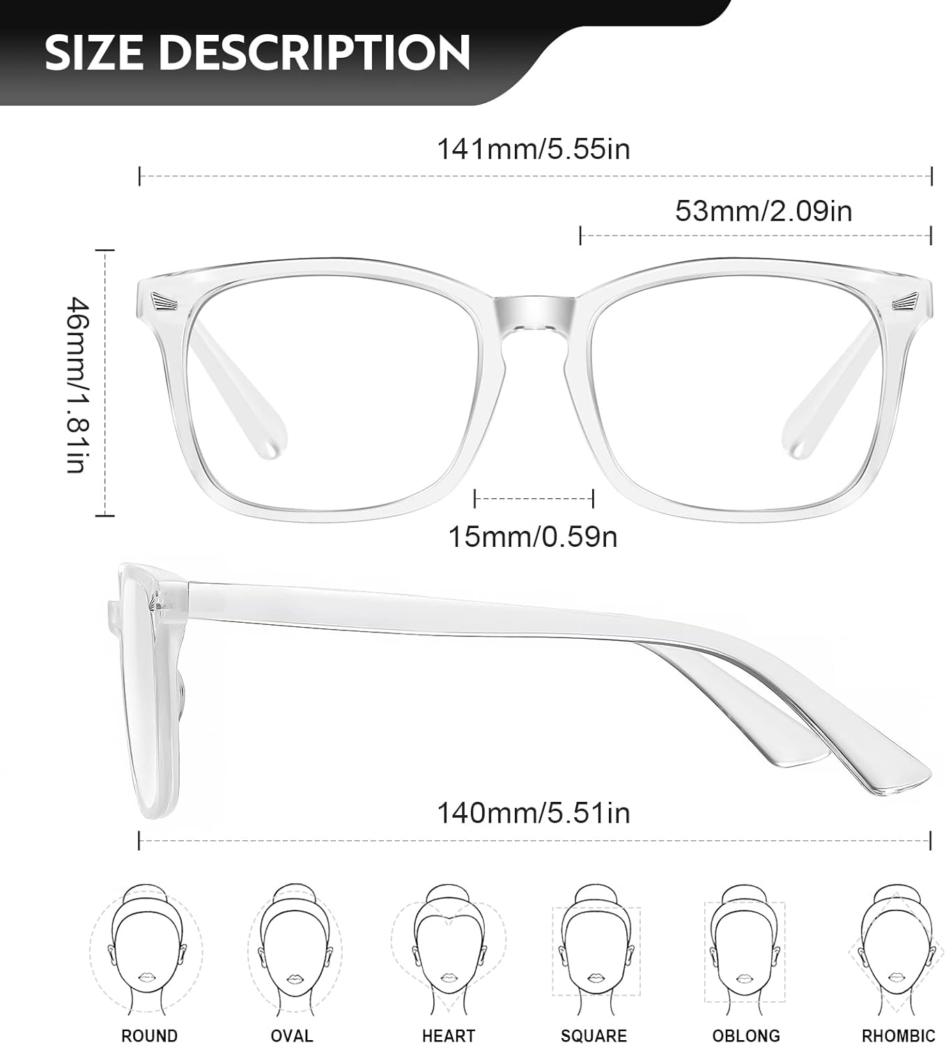 Reading Glasses Women Blue Light Blocking Glasses UV Filter Lightweight Square Reading Glasses for Men Women 1.5, Transparent, Talla &Uacute;nica