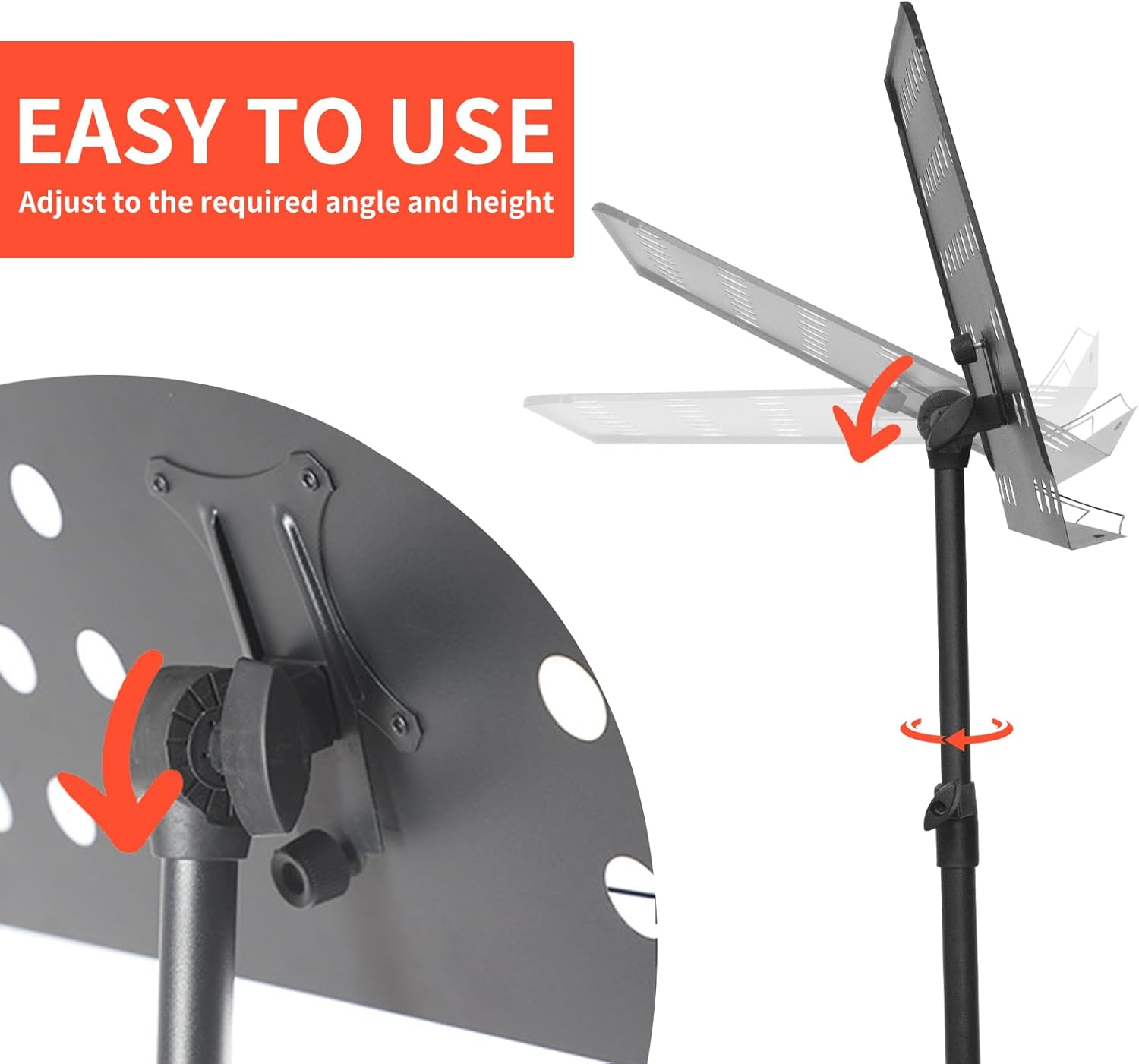 Yazoni Music Stand, Foldable Portable Sheet Music Stand with Carrying Bag, Adjustable Music Sheet Stand for Orchestra, Violin, Piano - Professional Musical Equipment Stand with Tripod Base image number 4