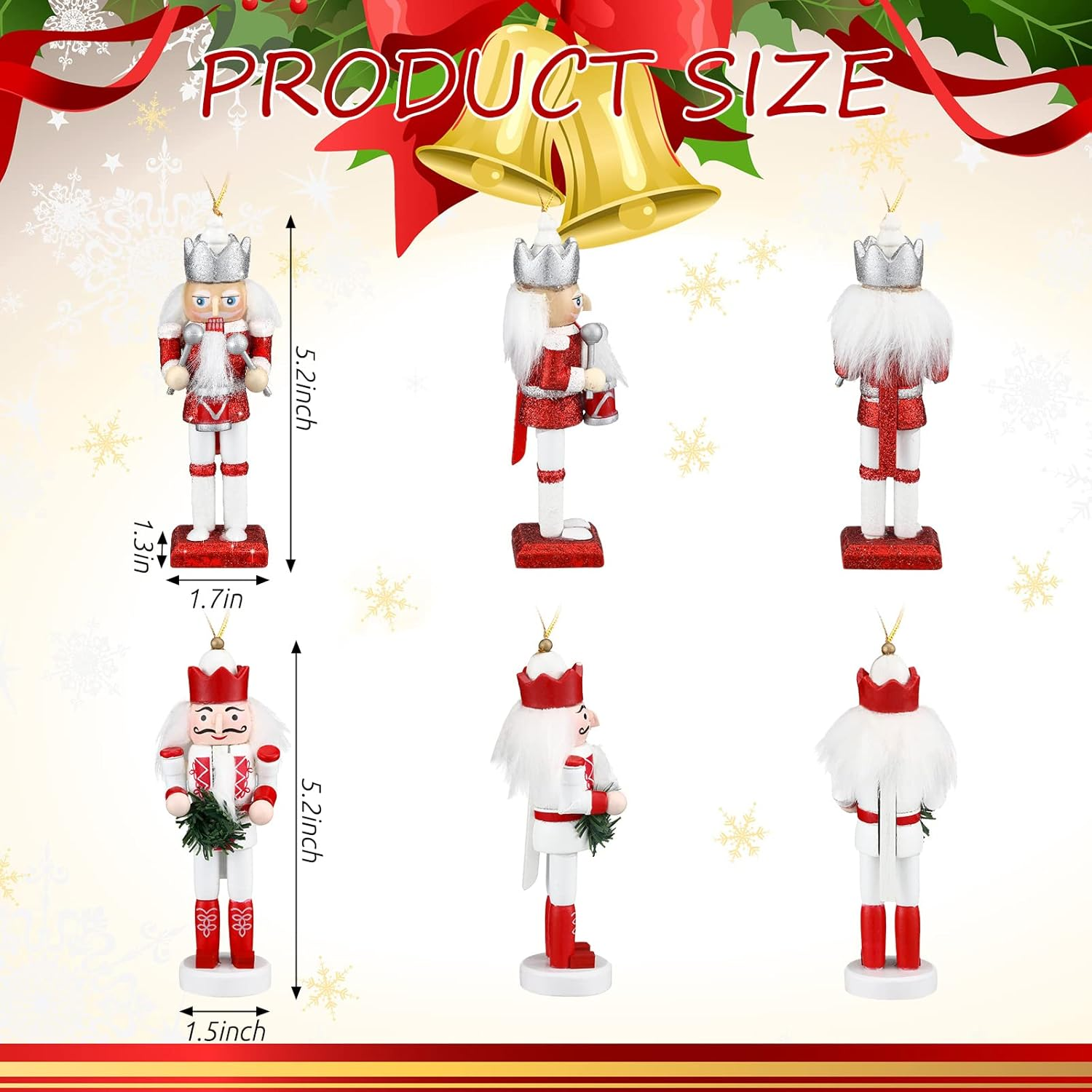 10 Pcs Christmas Nutcracker Ornaments Wooden Nutcracker Hanging Decorations 5 Inch Tall Nutcracker Figures Nutcracker Christmas Decorations Nutcracker Soldiers for Figures Puppet Toy (Red Series) image number 4