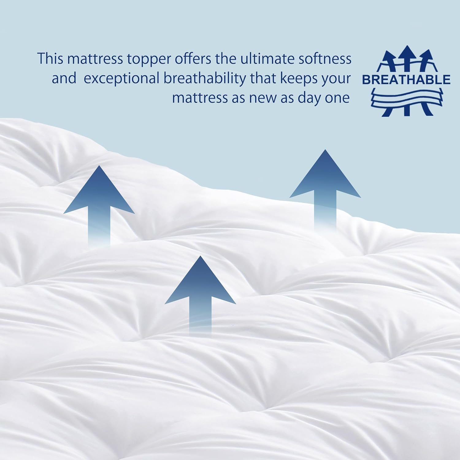 Mumullum 1200GSM Mattress Topper Queen Size, Extra Thick Breathable Fiber-Filled Fitted Mattress Pad, Machine Washable Hypoallergenic for 40CM Deep Pocket image number 5