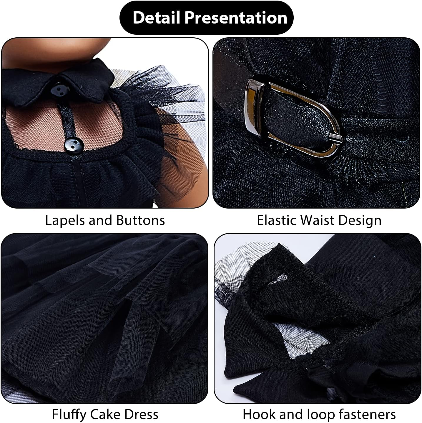 FEAYEA 18 Inch Doll Clothes , Black Family Costumes Party Dress Fits 18 Inch Girl Doll Clothes