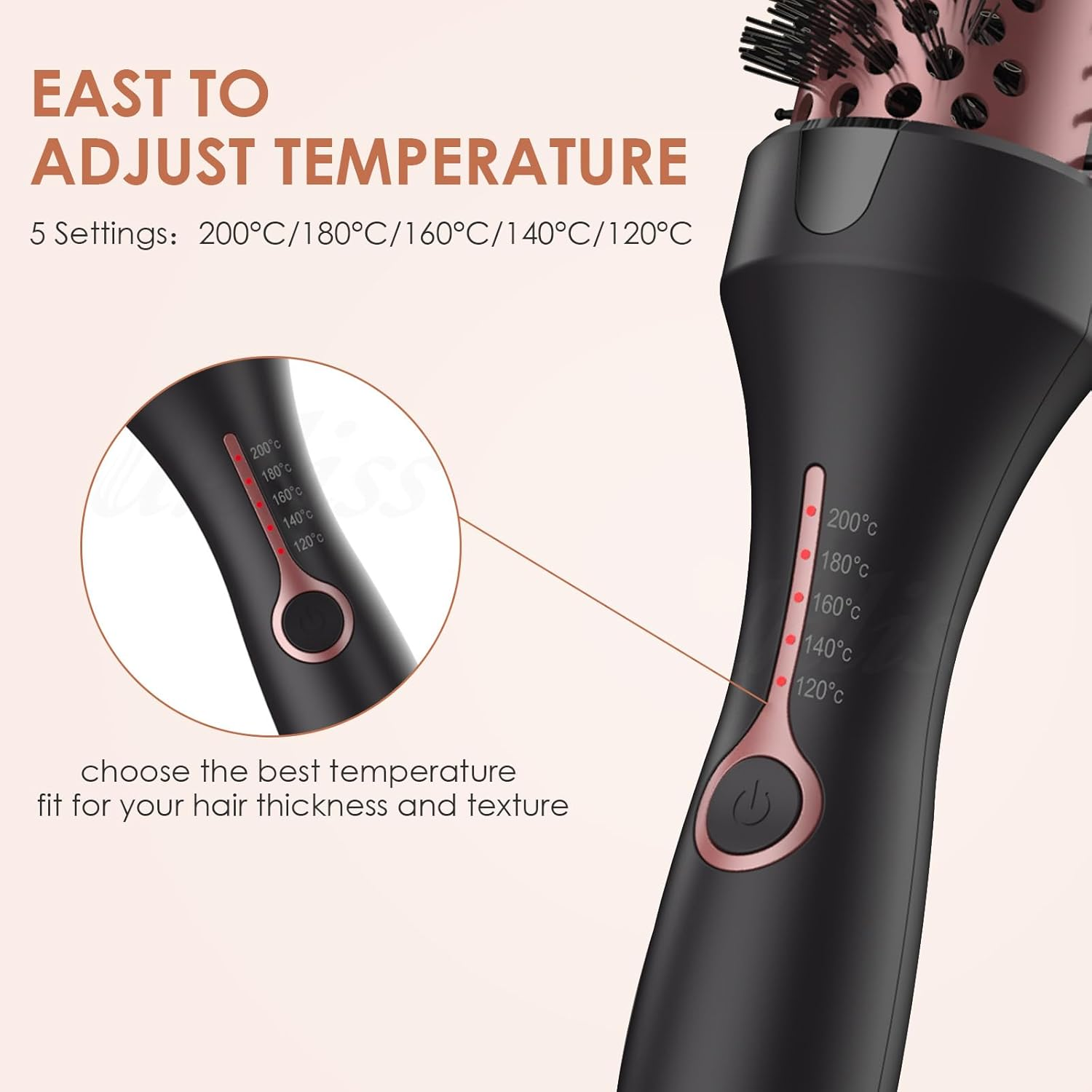 Thermal Brush 3 in 1, Thermal Brush, Thermal Brush 38 Mm Ionic Curling Brush Heats to Create Natural Curls, Increase Hair Volume, round Brush Heat Brush image number 5