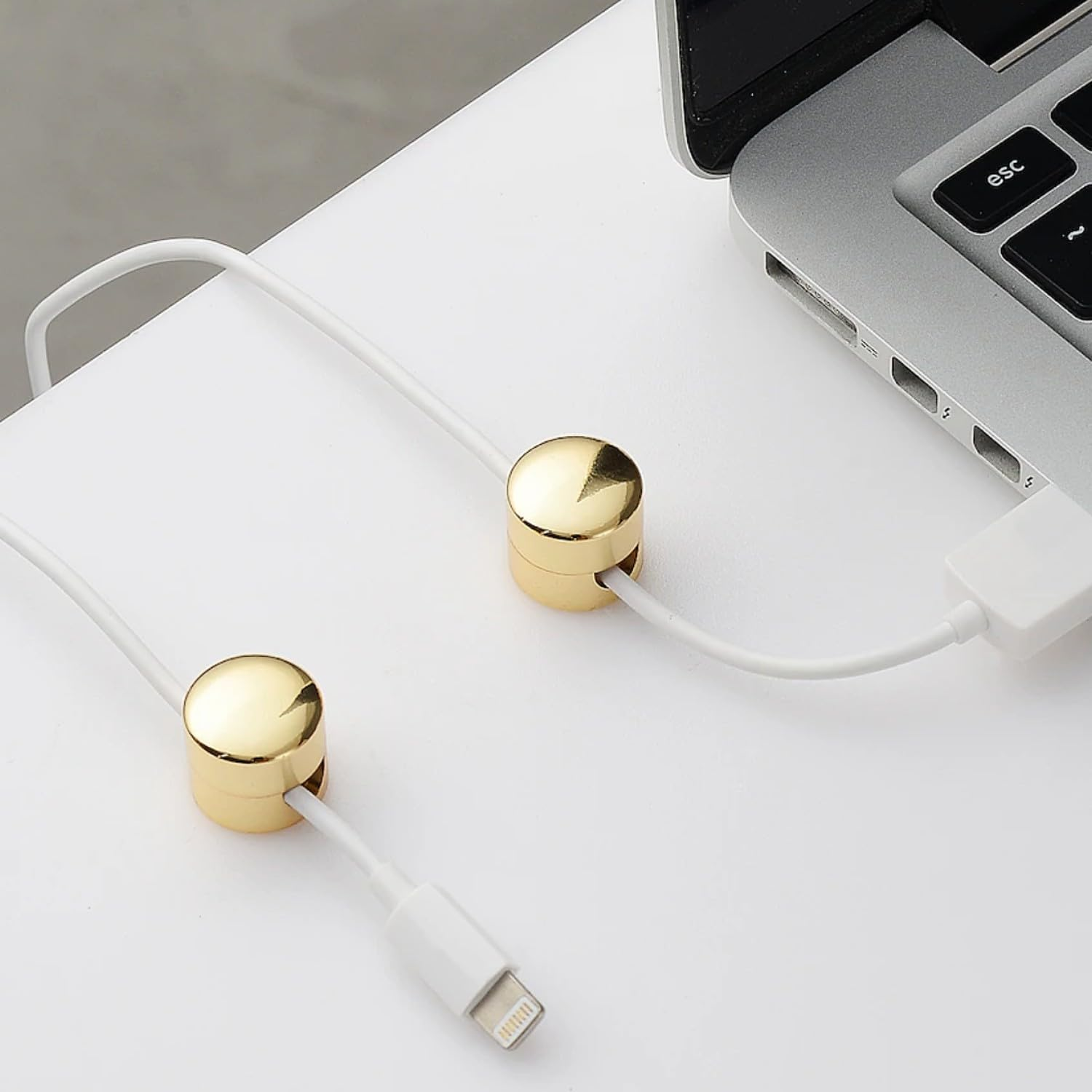 3 Pack Golden Durable Aluminum Cable Management - Desk Accessories & Office Desk Accessories for Table, Wall, Ceiling, Bedside Table, USB Charging Cable Organizer image number 6