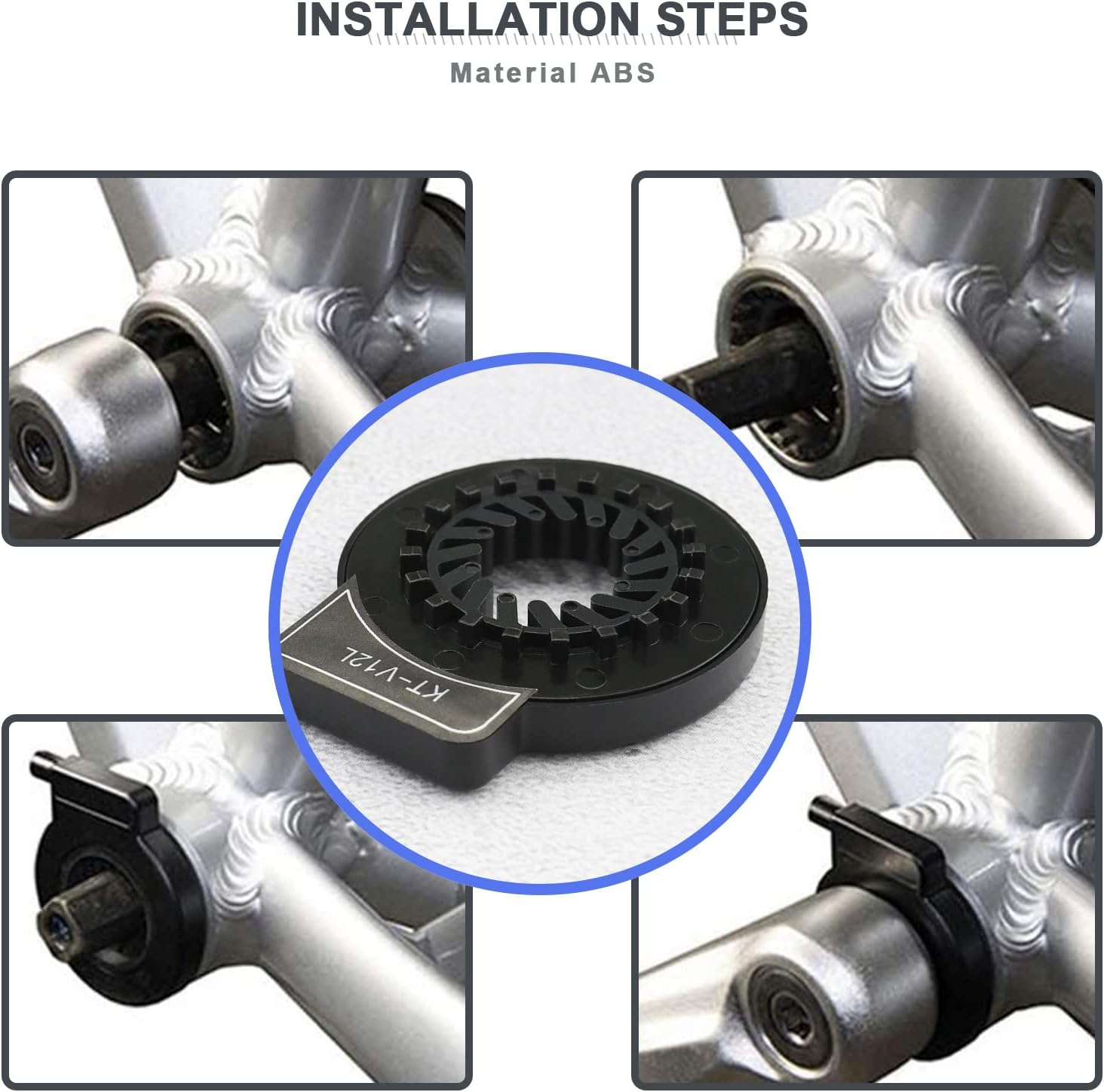 Ecsing Electric Bicycle Pedal KT-V12L 12 Magnets Dual Hall Assist Sensor PAS Pedal System 3Pin SM Plug Cadence Speed E-Bike Sensor Accessories Black ABS image number 2