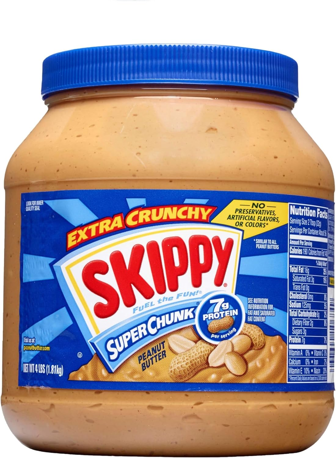Skippy Super Chunk Extra Crunchy Peanut Butter, 64 Ounce