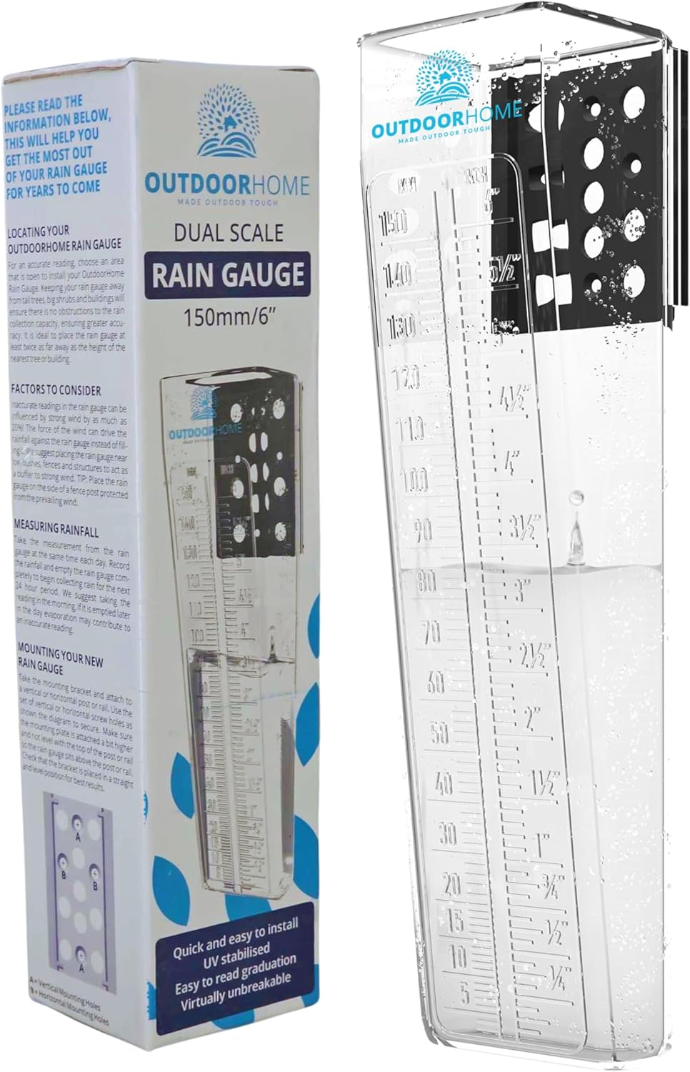 Outdoor Home Rain Gauge &ndash; 6-Inch Heavy Duty Polycarbonate Rain Measure, Aussie Made Fence or Post Mount | Accurate Garden Tool | Manual Weather Gauge for Yard, Farm, Outdoor Use image number 5