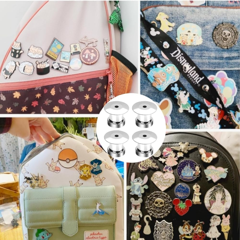 40 Pcs Metal Locking Pin Backs,Metal Pin Locks Back,Locking Pin Keepers Clasp,Locking Pin Back Locking Pin Keeper Clasp,Keepers Locking Clasp for Uniform Badges, Hat, Jewelry Makin,Silver image number 1