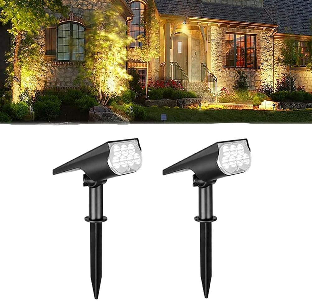2Pcs Solar Spot Lights Outdoor, High Brightness Illumination for Outdoor Garden and Landscape Lighting Dual Functionality Lights for Garden Tree Pathways Patios and Driveways image number 4