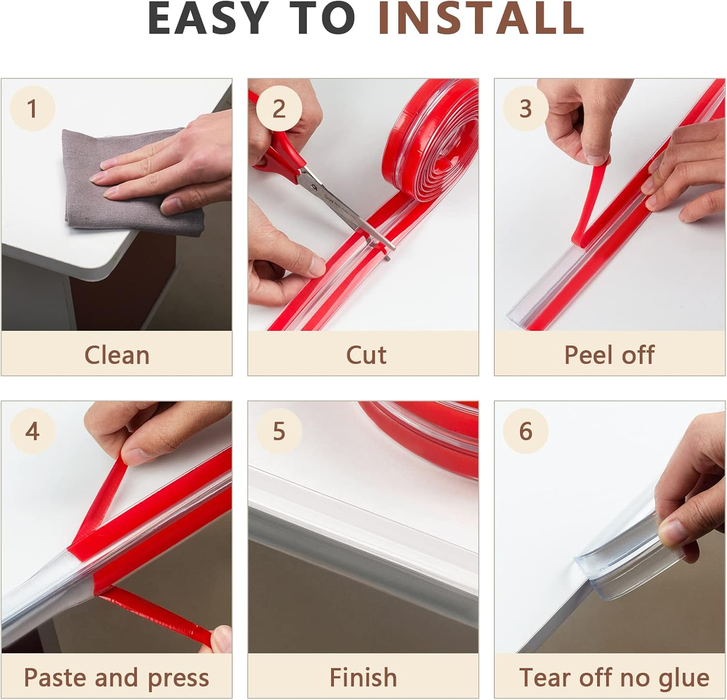 Baby Proofing, 20Ft(0.4X0.4In) Clear Furniture Edge Protector Strip, Edge Corner Guards,Safety Edge Protector Strip Clear, Silicone Soft Corner Protectors with Upgraded Pre-Taped Strong Adhesive image number 4