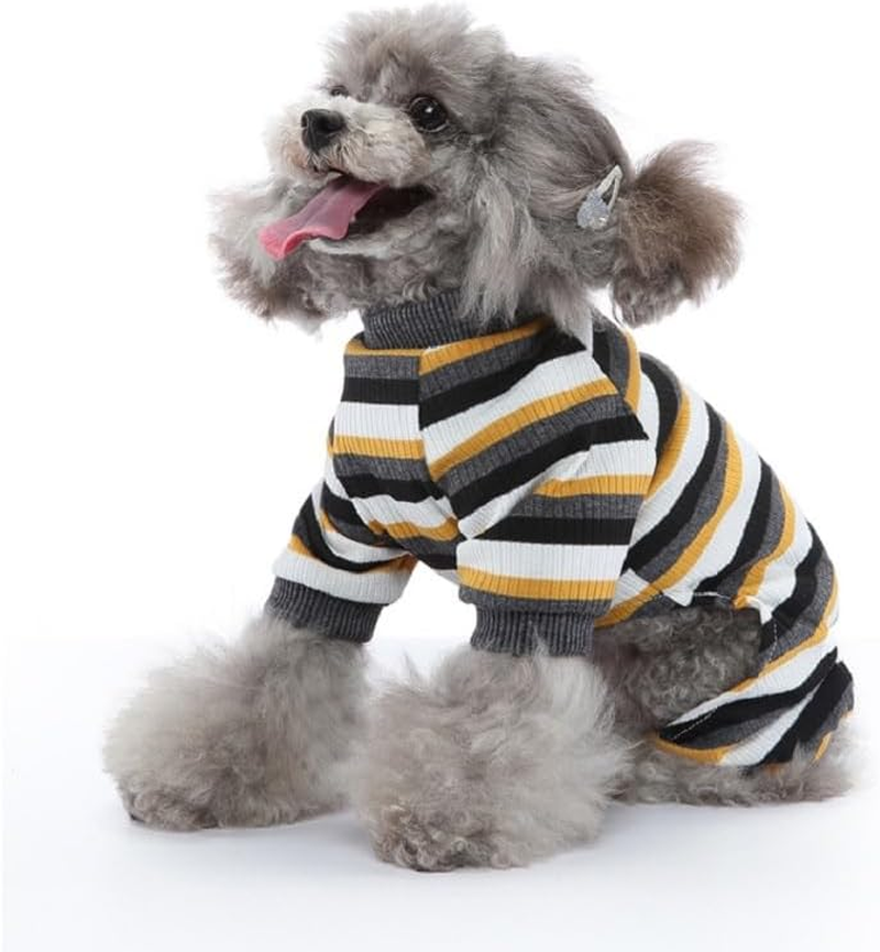 Dog Pajamas for Small Medium Dogs Classic Striped Lightweight Dog Coats Dog Coat Soft Stretchy Tracksuit Doggie Onesie Thermal Cute Outfit Pet Clothes for Dogs Catsdaily (Style 1, S) image number 5